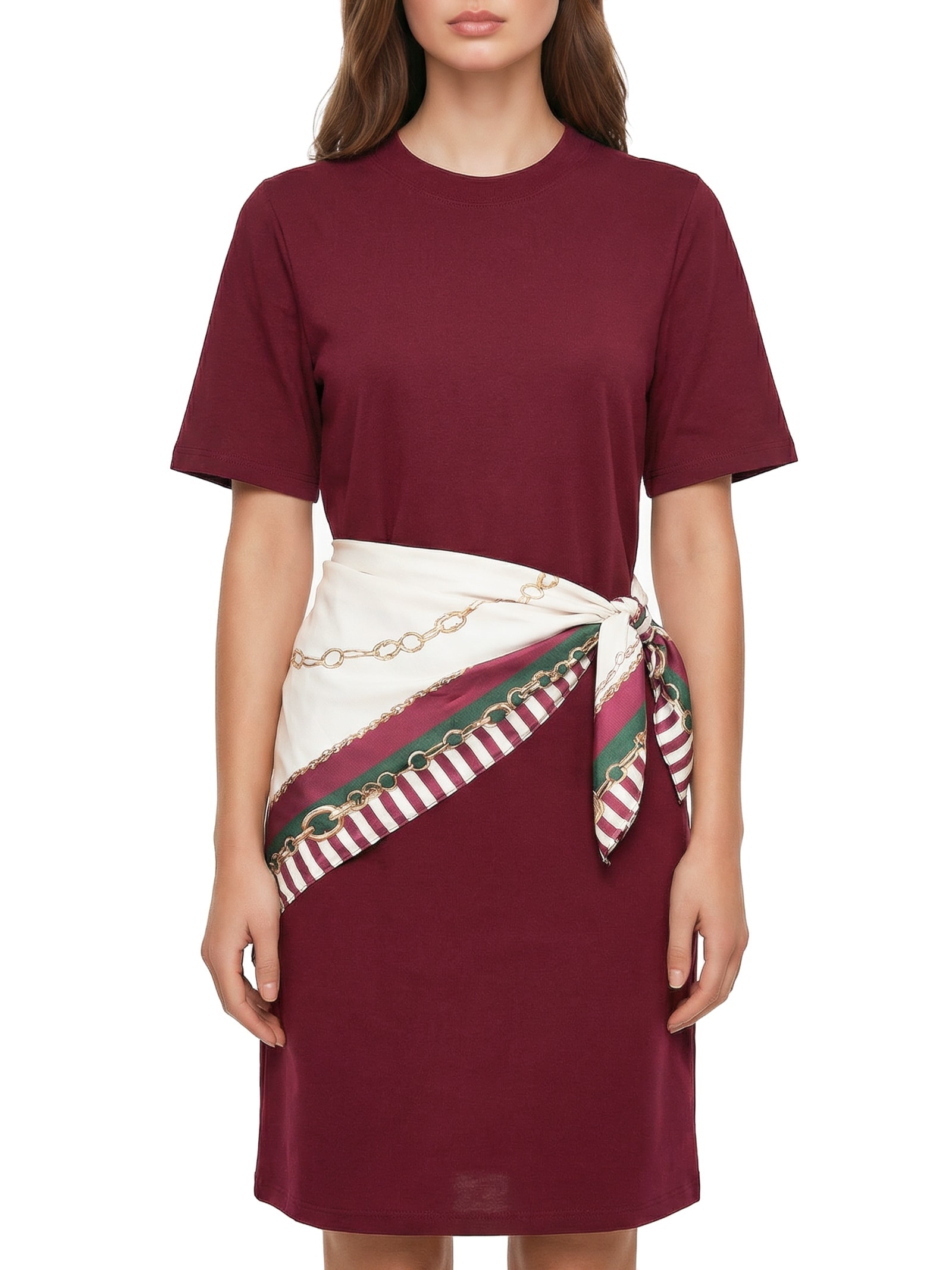 Vestido T-Dress Com Lenço Vermelho Lança Perfume