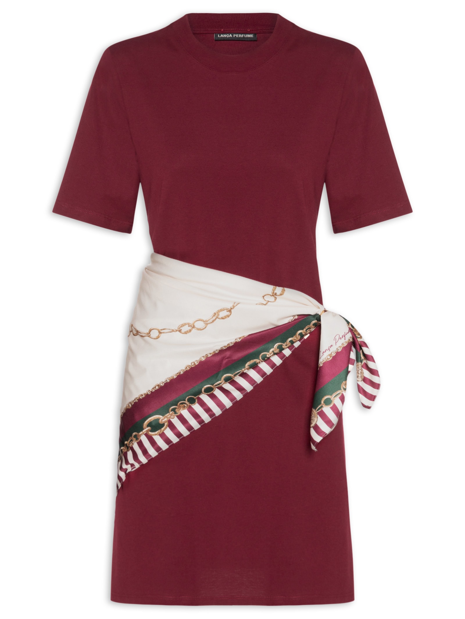 Vestido T-Dress Com Lenço Vermelho Lança Perfume