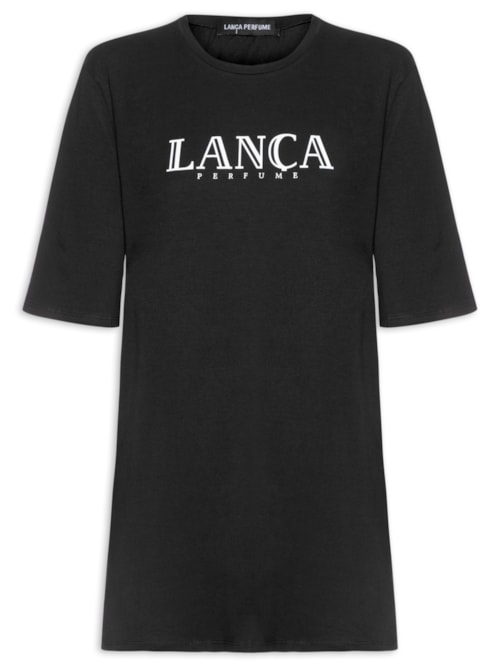 Vestido T-Dress Oversized Manga Média - Preto