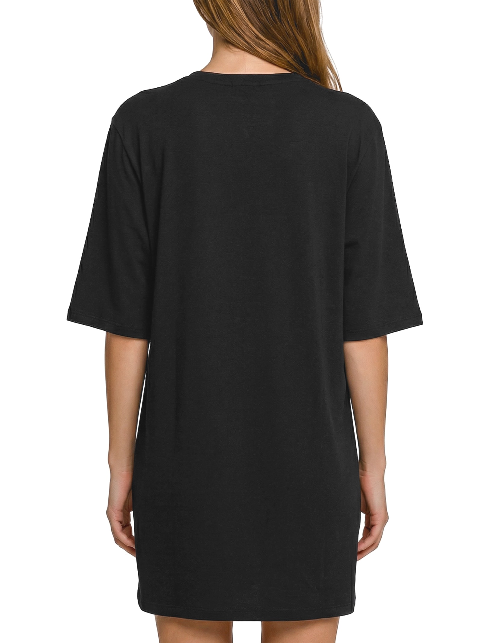 Vestido T-Dress Oversized Manga Média Preto Lança Perfume