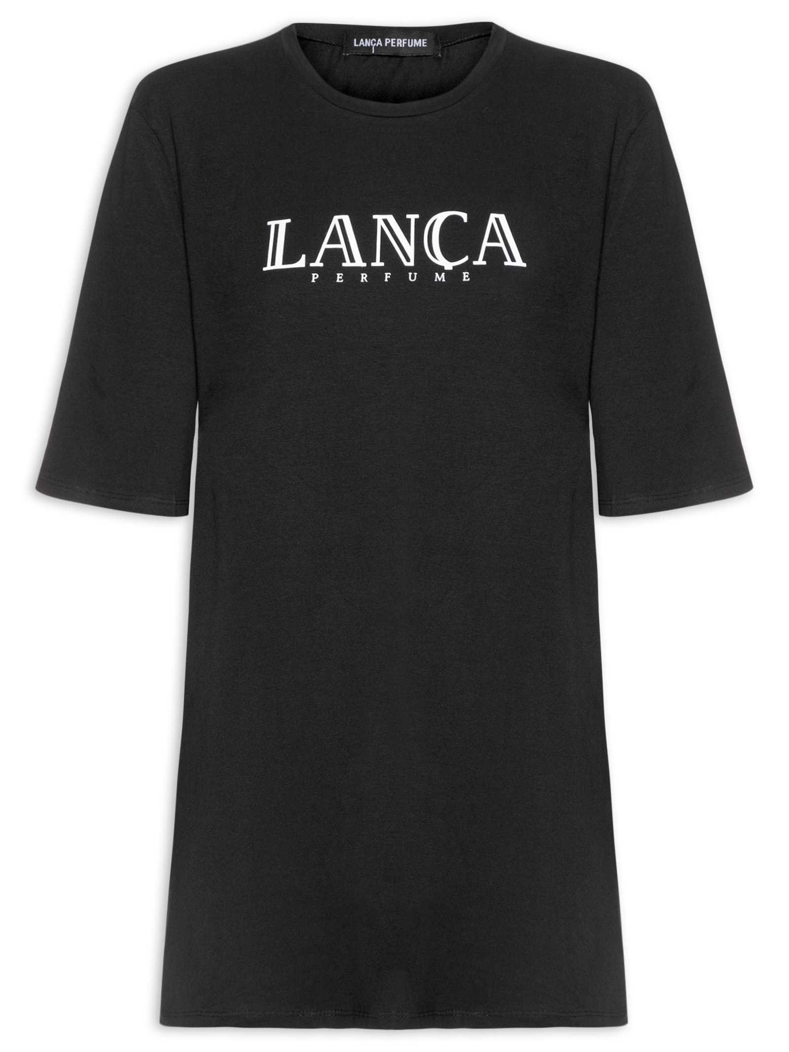 Vestido T-Dress Oversized Manga Média Preto Lança Perfume