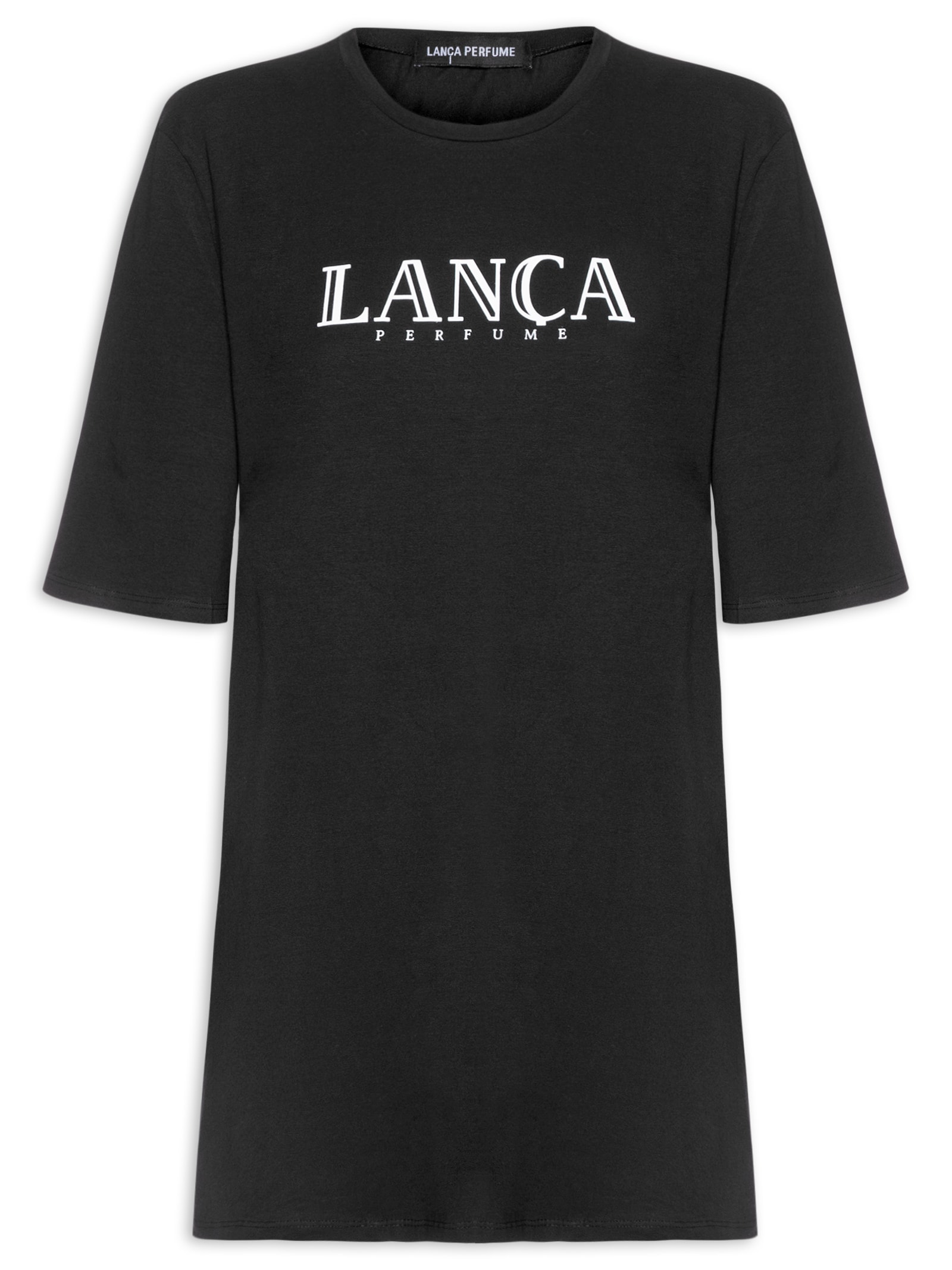 Vestido T-Dress Oversized Manga Média Preto Lança Perfume