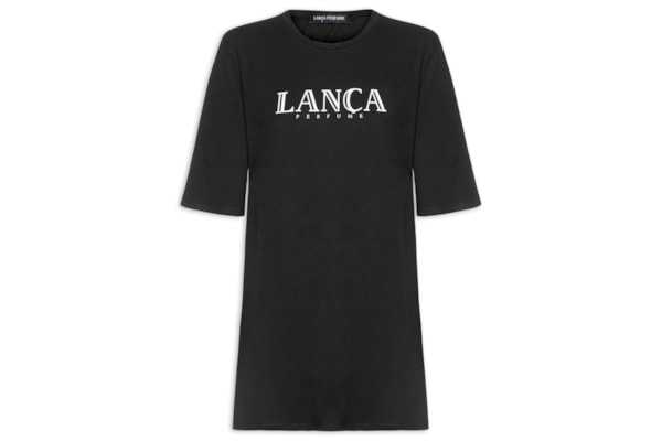 Vestido T-Dress Oversized Manga Média - Preto