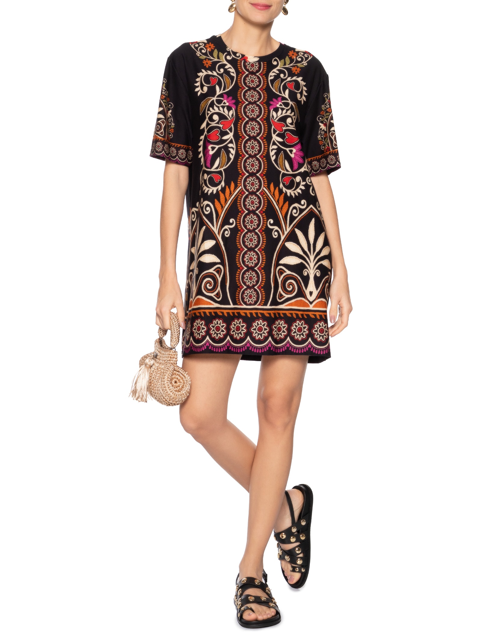 Vestido T-Shirt Básico Adriele Preto Farm