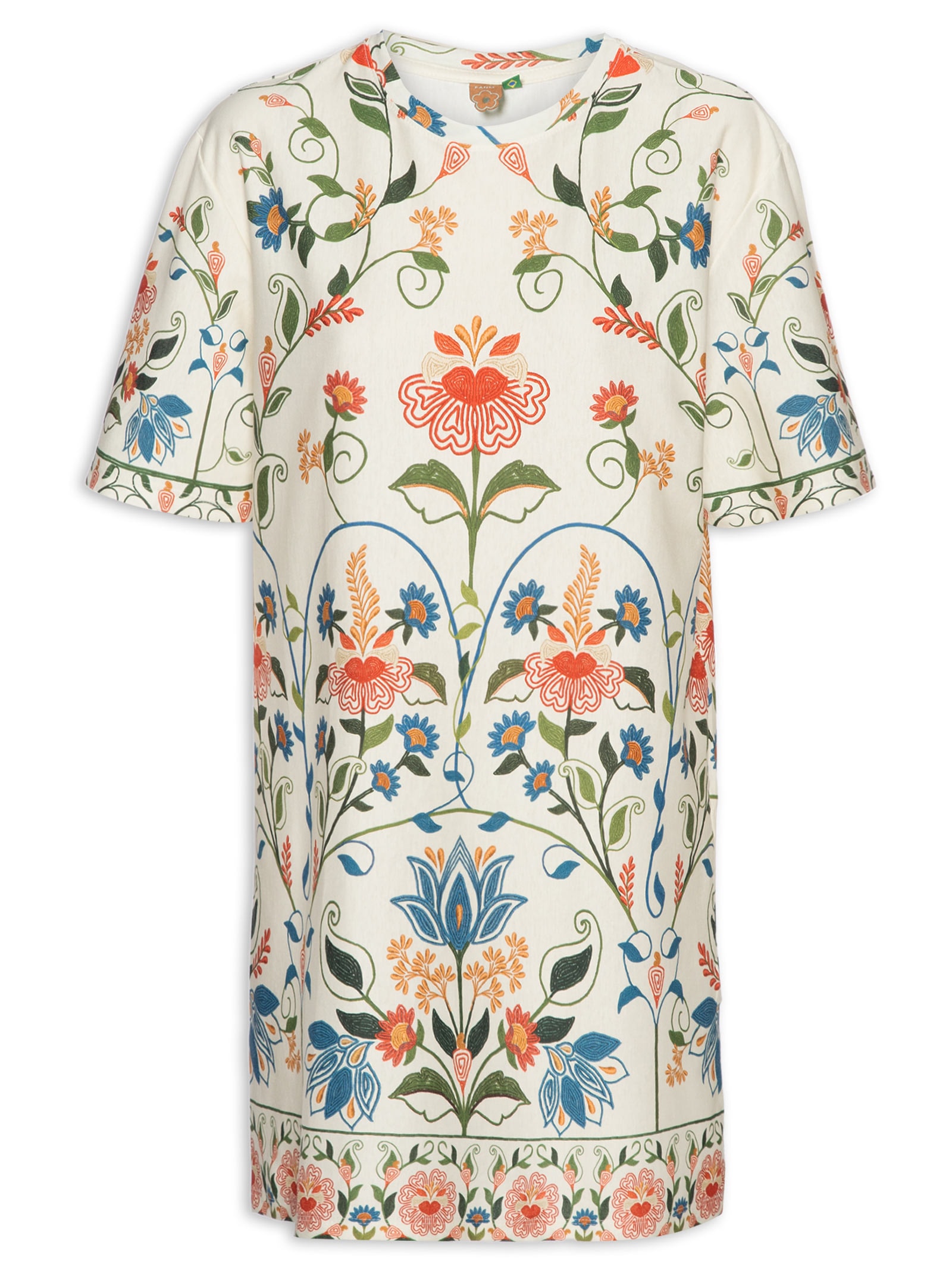 Vestido T-shirt Básico Jardim Beleza Branco Farm