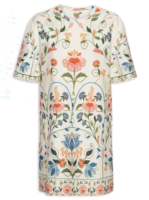 Vestido T-shirt Básico Jardim Beleza – Branco