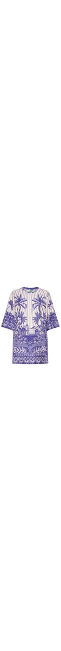 Vestido T-Shirt Big Afeto Tropical - Branco
