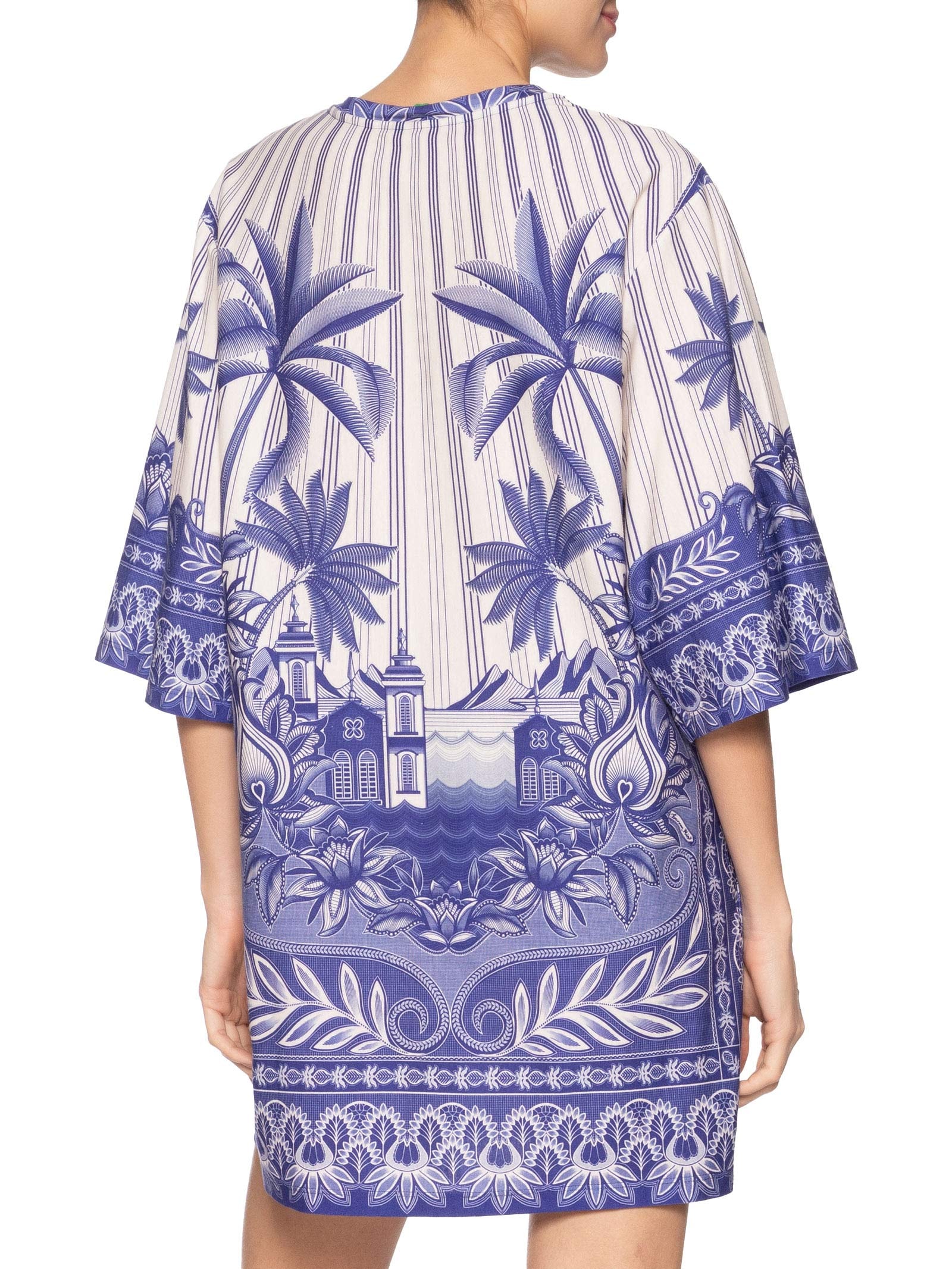 Vestido T-Shirt Big Afeto Tropical Branco Farm