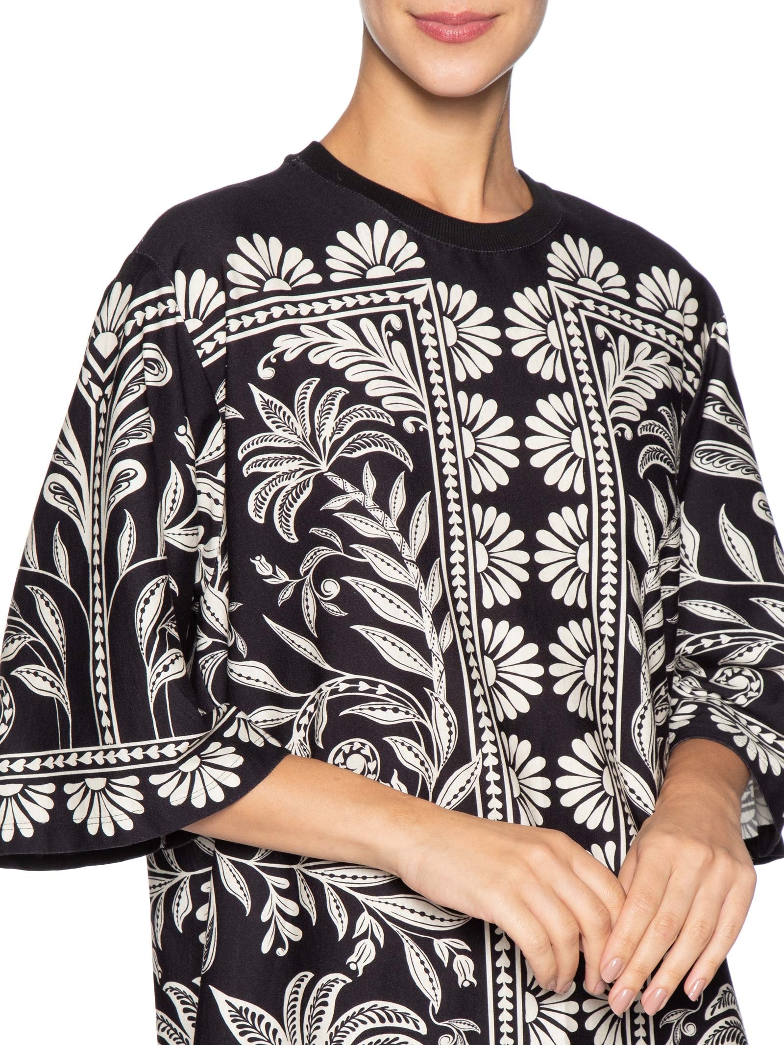 Vestido T-shirt Big Coqueiro Sereno Preto Farm