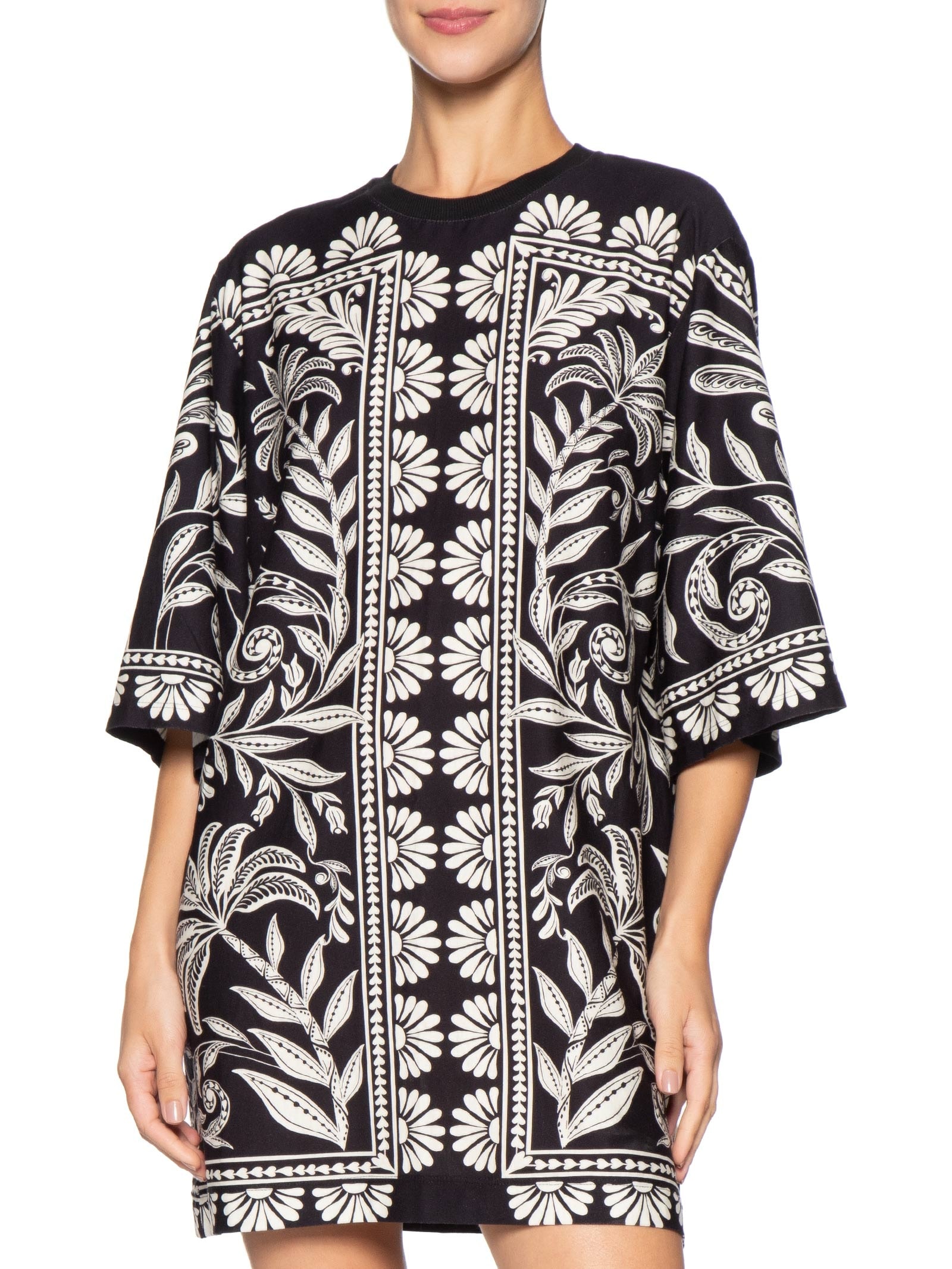 Vestido T-shirt Big Coqueiro Sereno Preto Farm