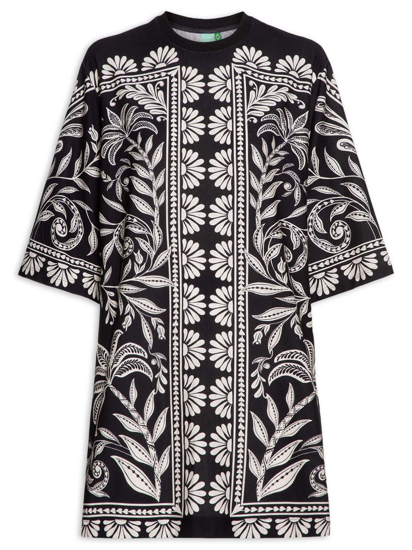 Vestido T-shirt Big Coqueiro Sereno – Preto Farm