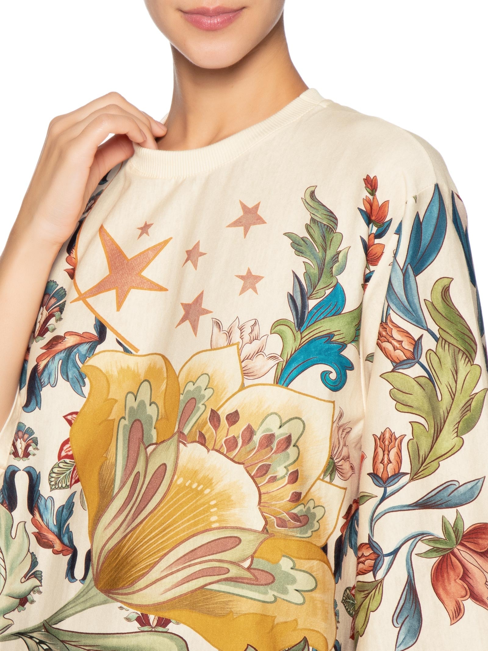Vestido T-Shirt Big Floral Maite Branco Farm