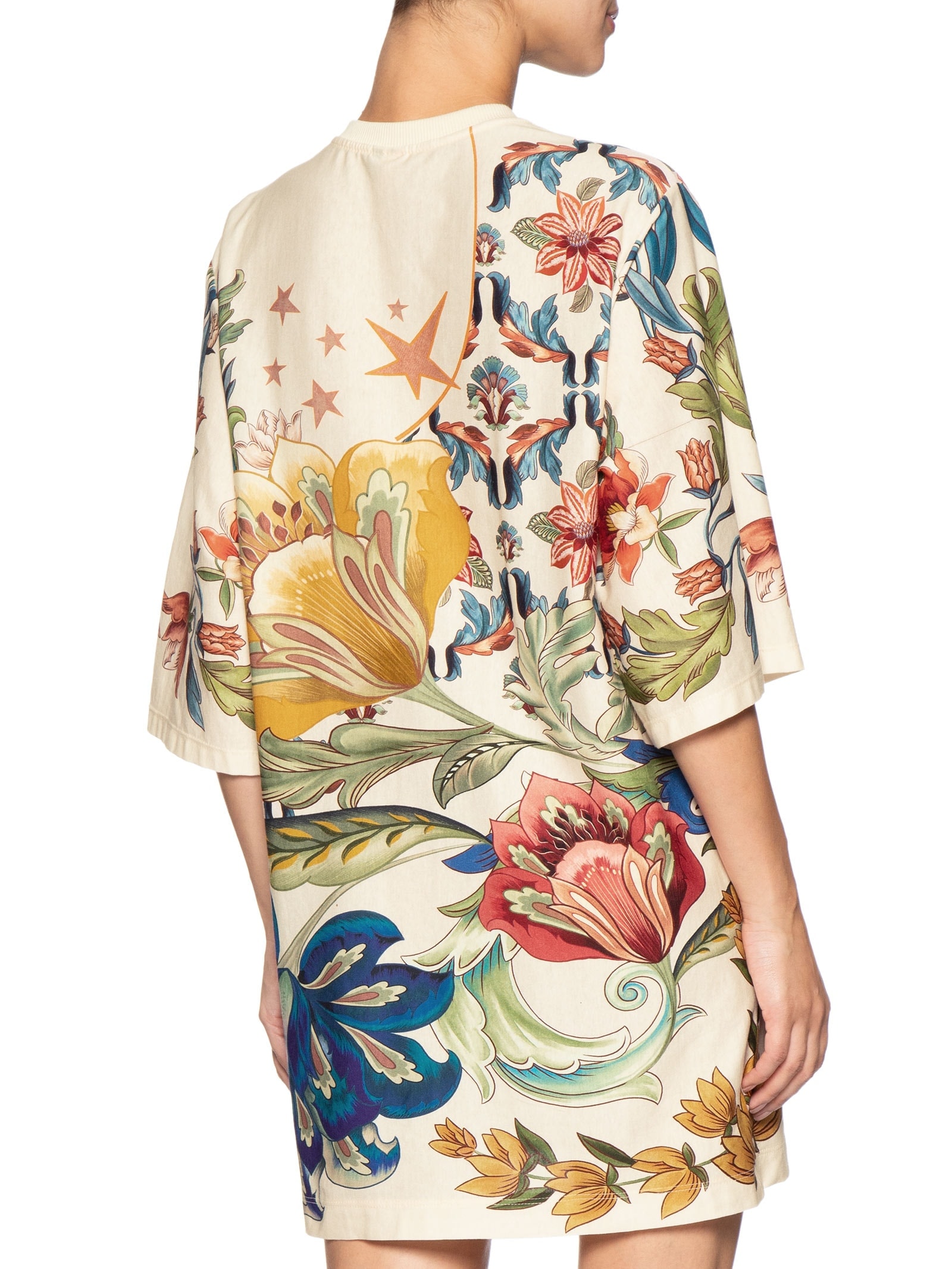 Vestido T-Shirt Big Floral Maite Branco Farm