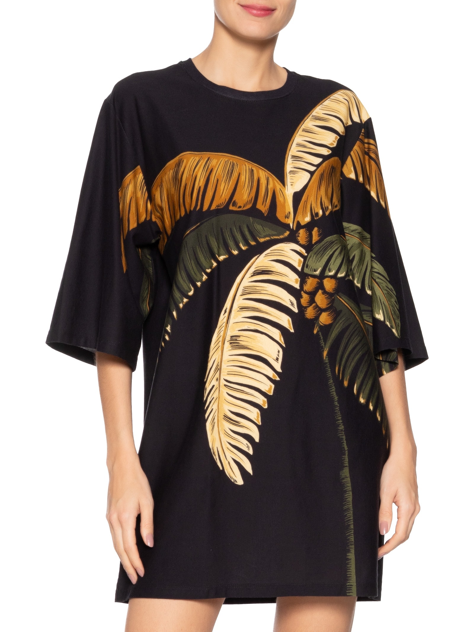 Vestido T-Shirt Big Itacaré Coqueiro Preto Farm