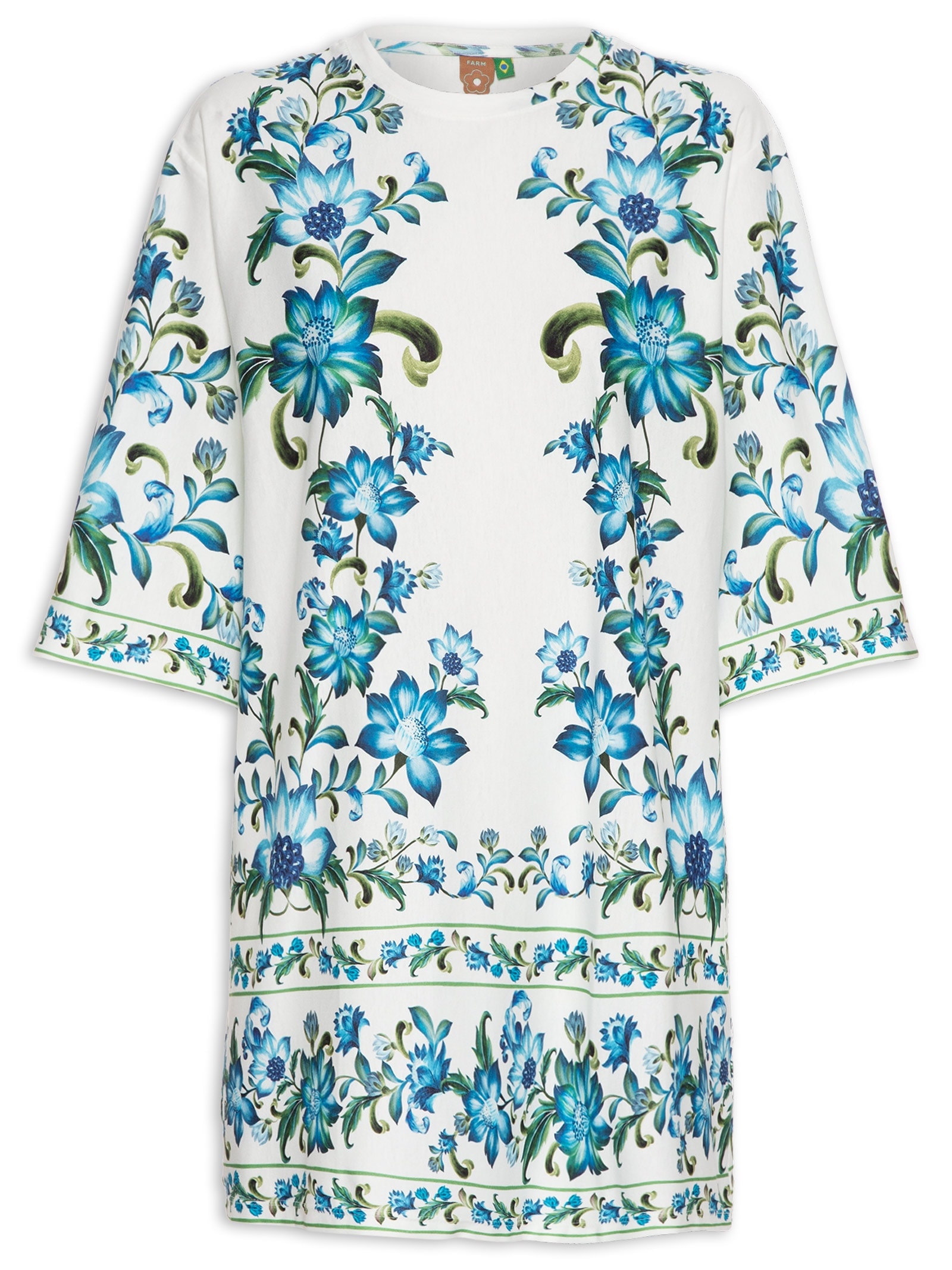 Vestido T-shirt Big Laura Branco Farm