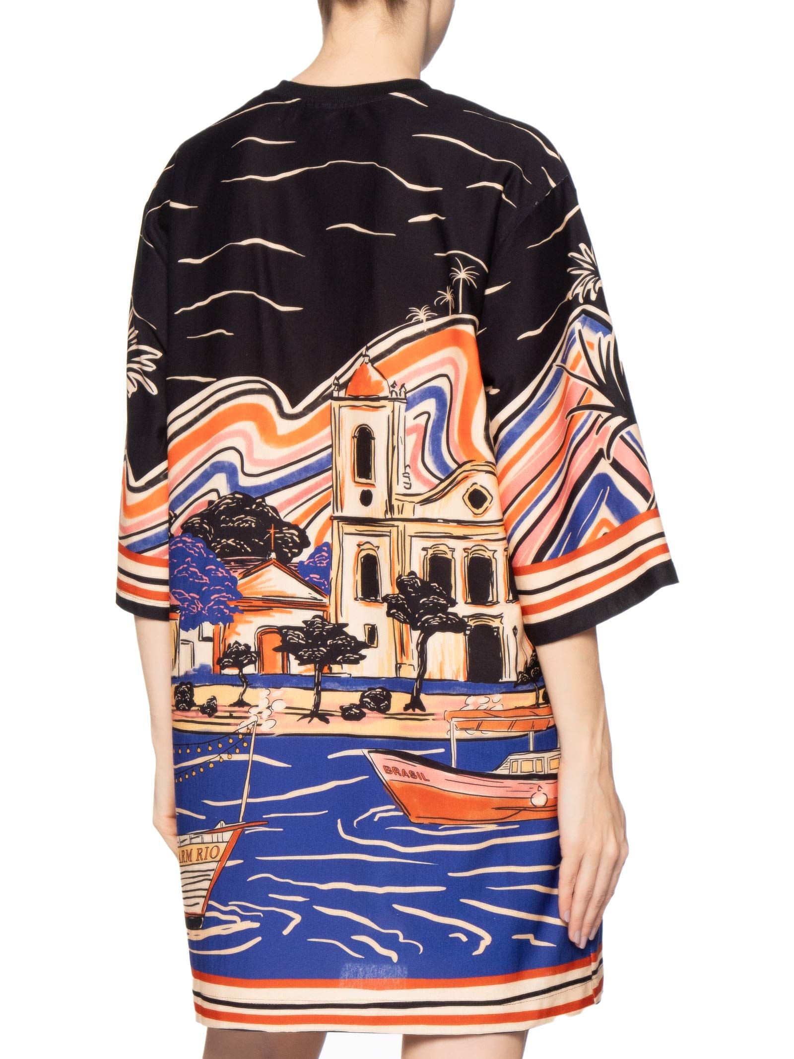 Vestido T-shirt Big Lenço Paraty – Preto Farm