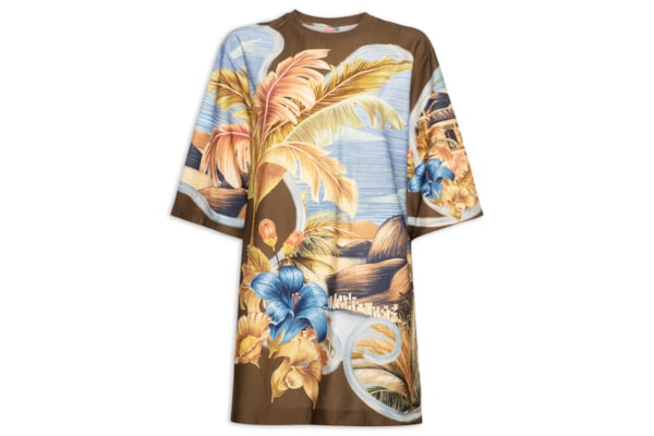 Vestido T-Shirt Big Lenço Rio Paraíso – Marrom