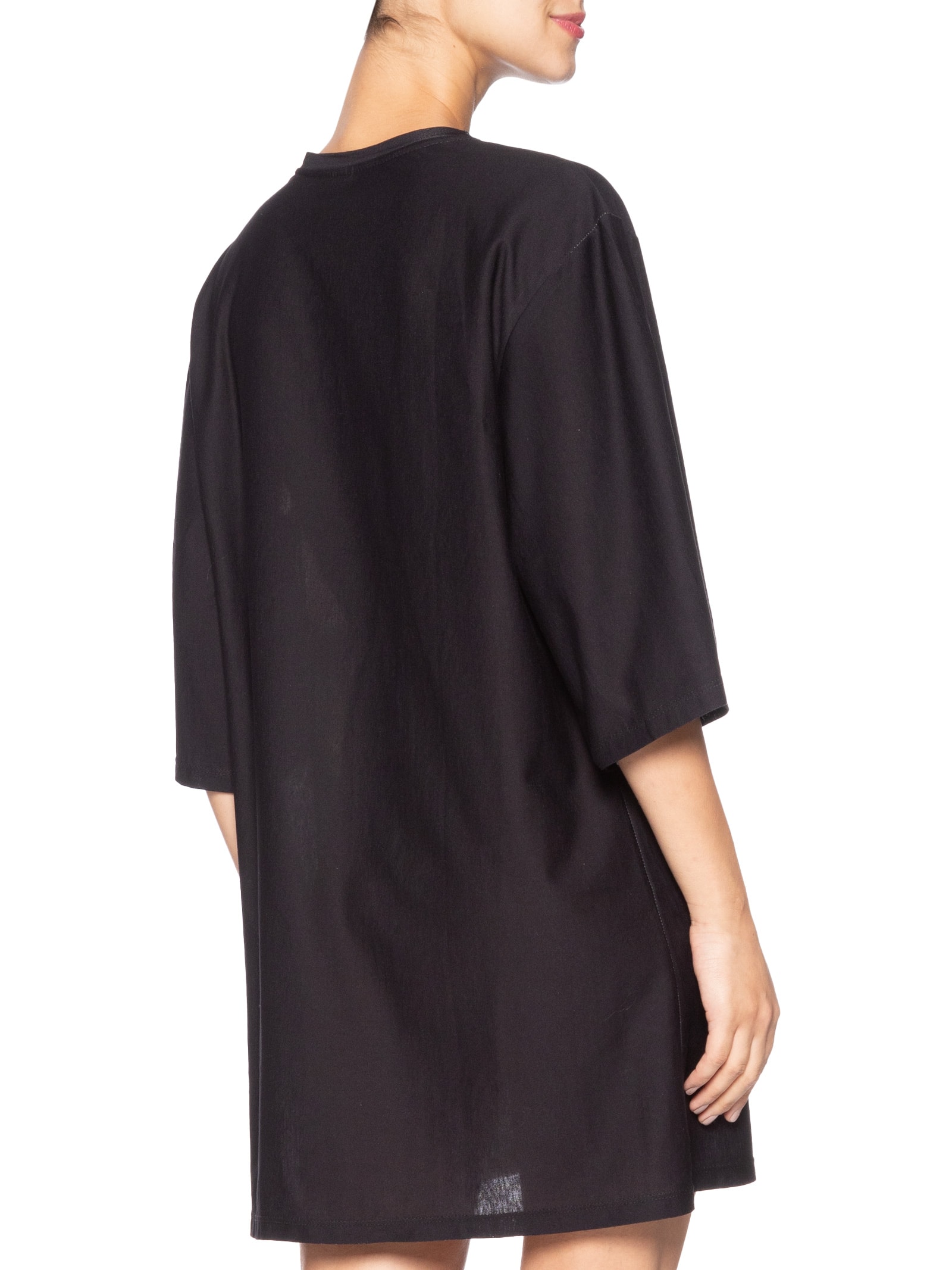 Vestido T-Shirt Big Papoula Preto Farm