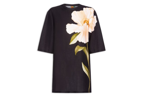 Vestido T-Shirt Big Papoula - Preto