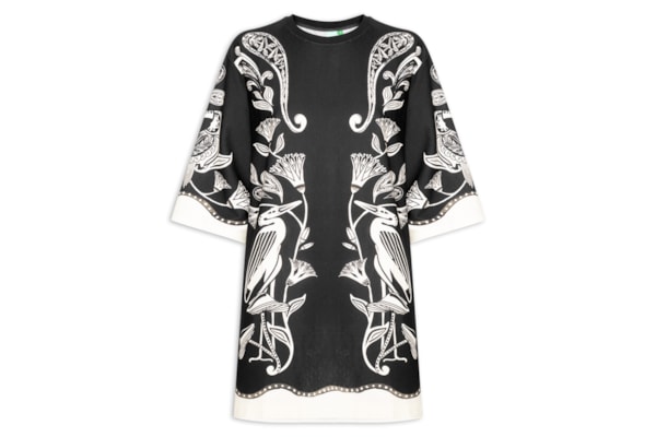 Vestido T-Shirt Big Patch Tropical - Preto