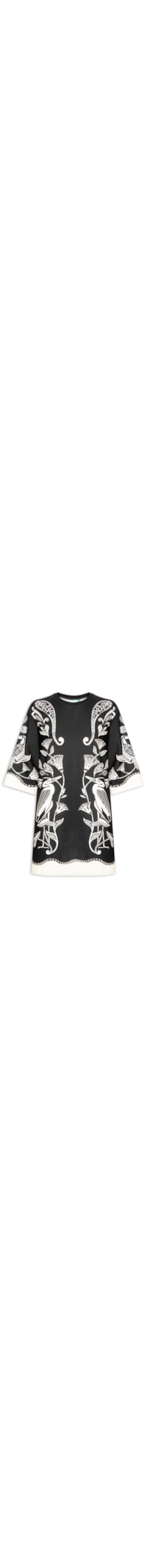 Vestido T-Shirt Big Patch Tropical - Preto