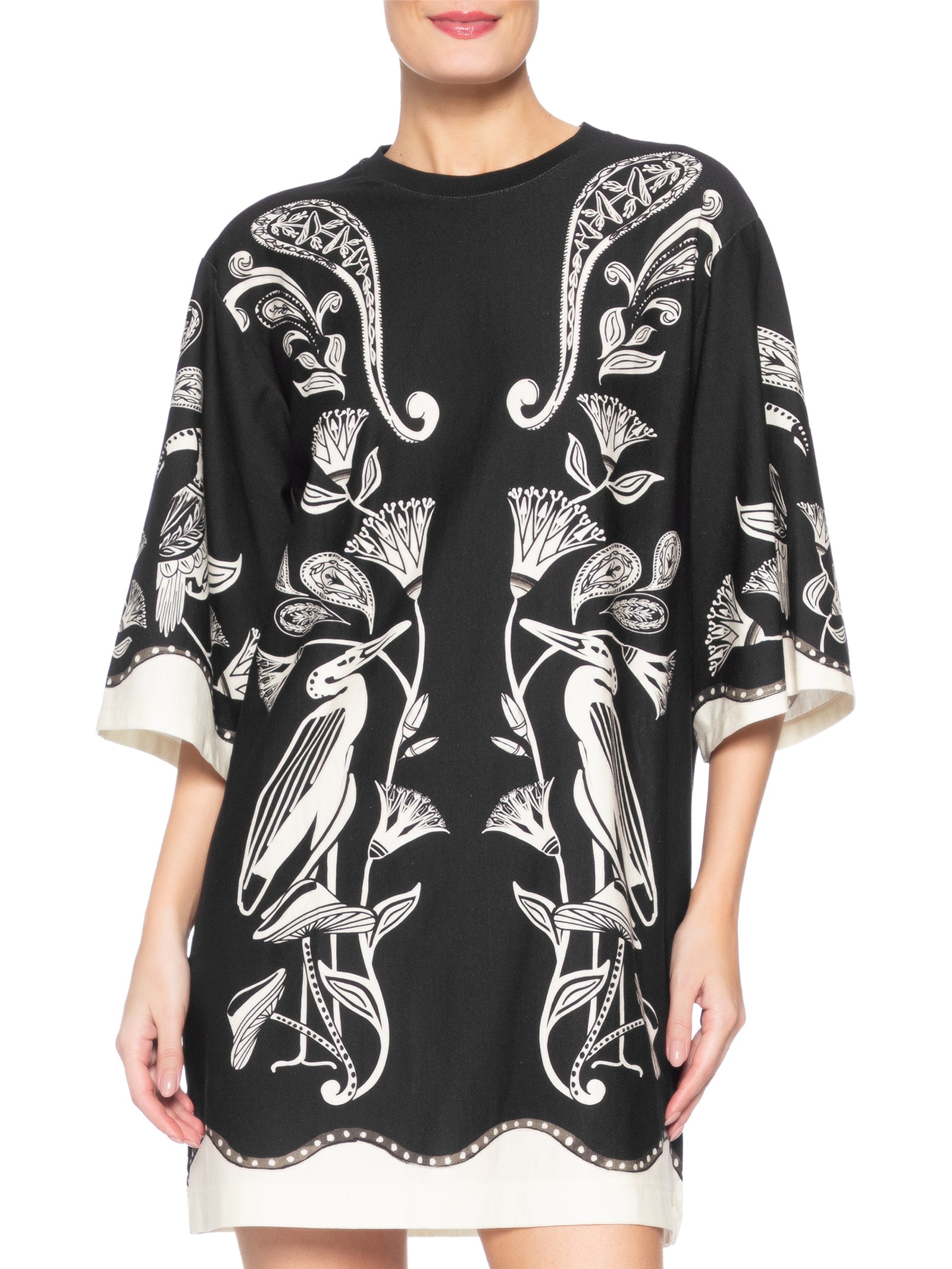 Vestido T-Shirt Big Patch Tropical Preto Farm