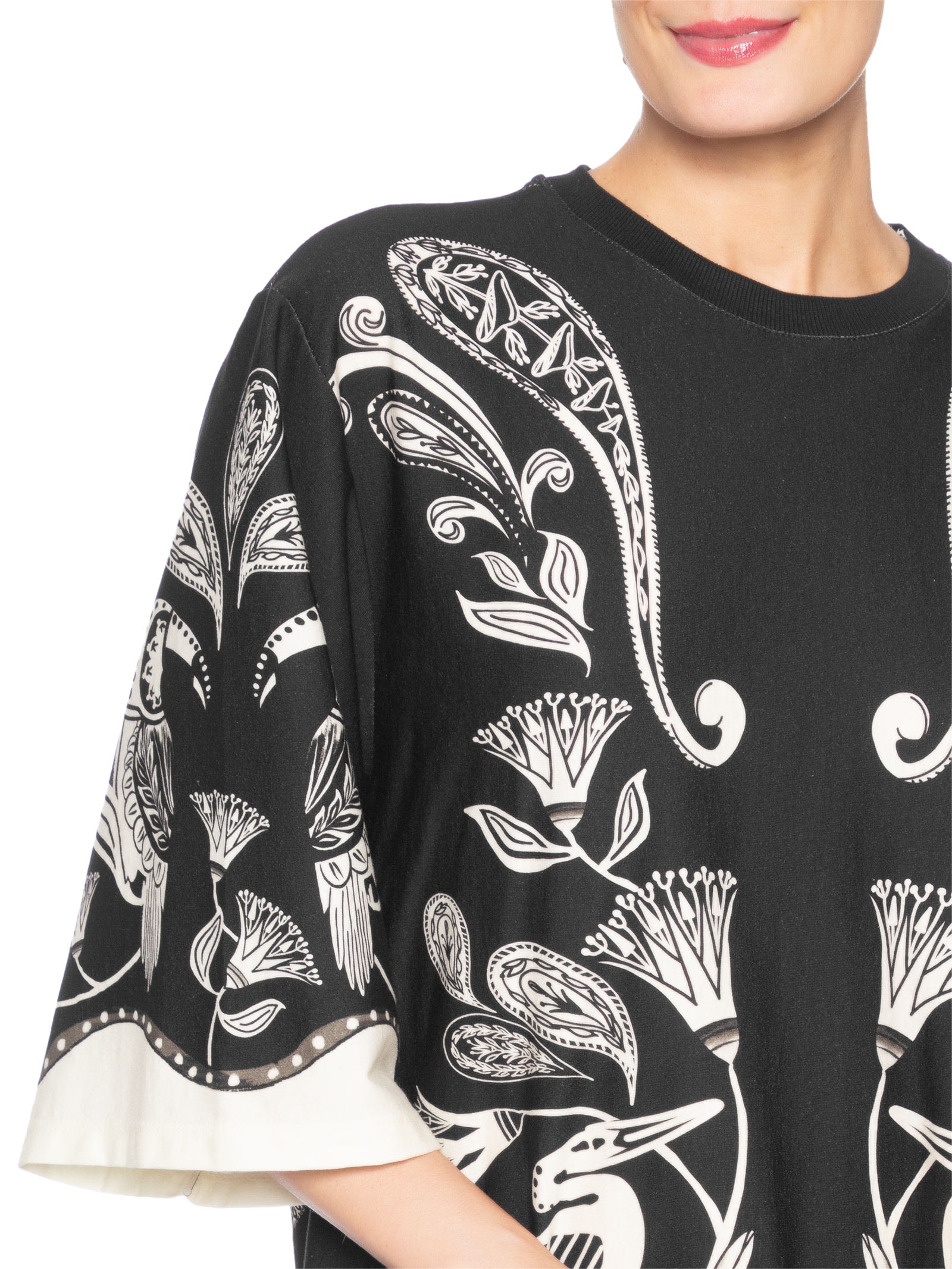 Vestido T-Shirt Big Patch Tropical Preto Farm