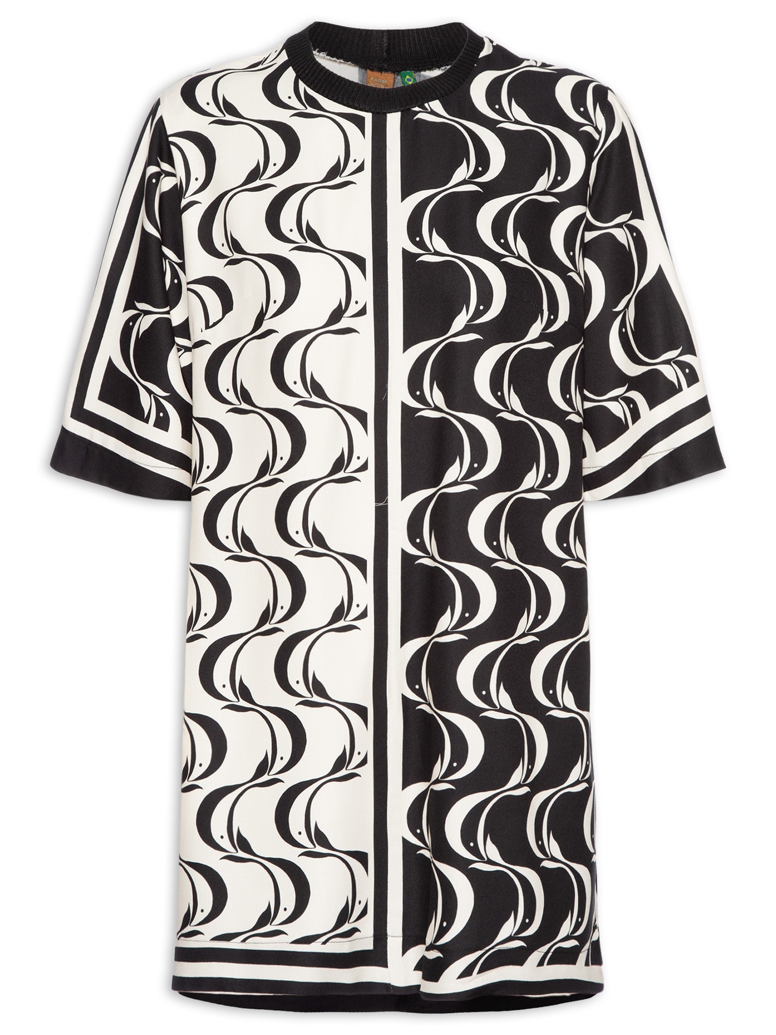 Vestido T-shirt Peixe Copa Preto Farm