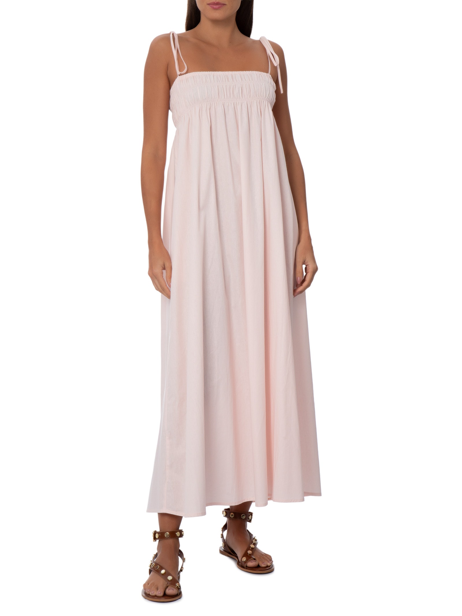 Vestido Tai Tricoline Quartzo Rosa Panô