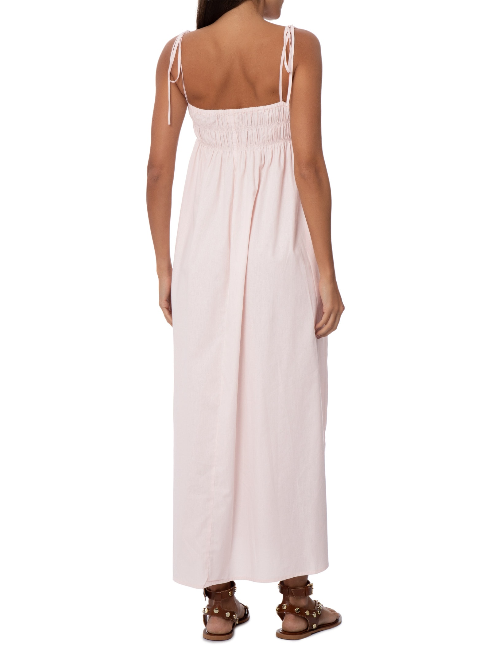 Vestido Tai Tricoline Quartzo Rosa Panô