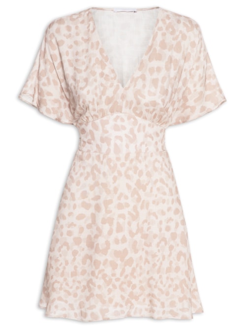 Vestido Tecido Rayon Slub - Animal Print