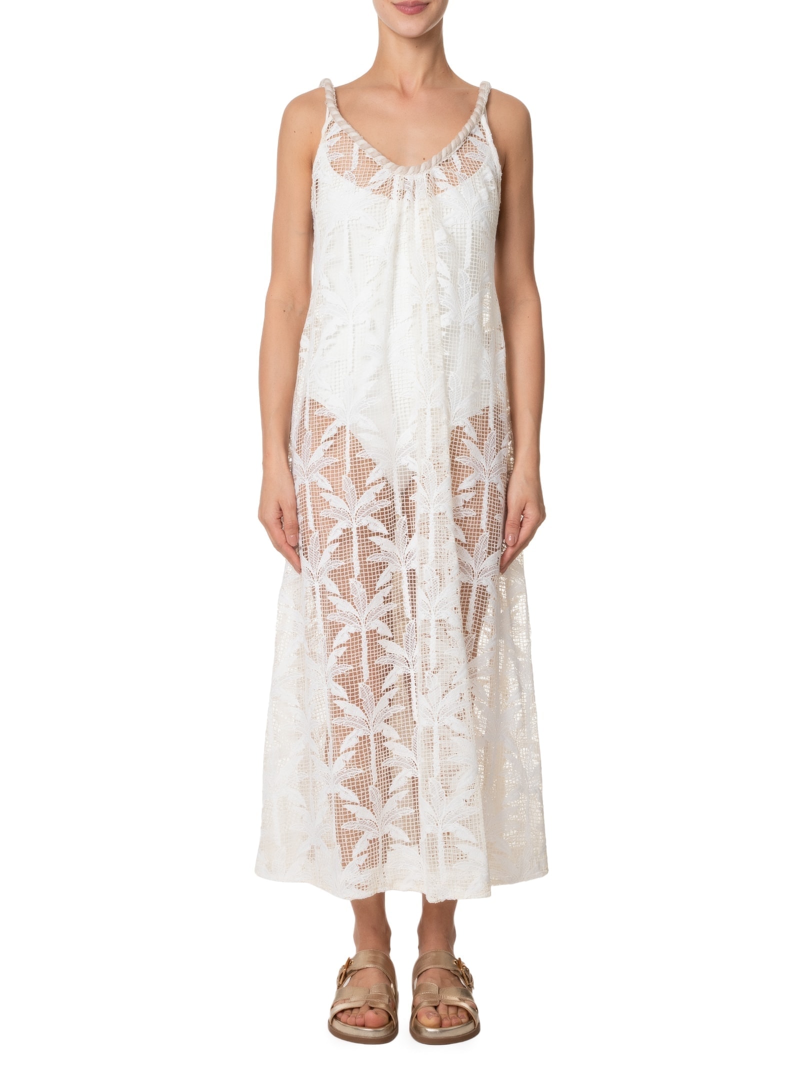 Vestido Tela Artesanal Coqueiro De Flor Off White Farm