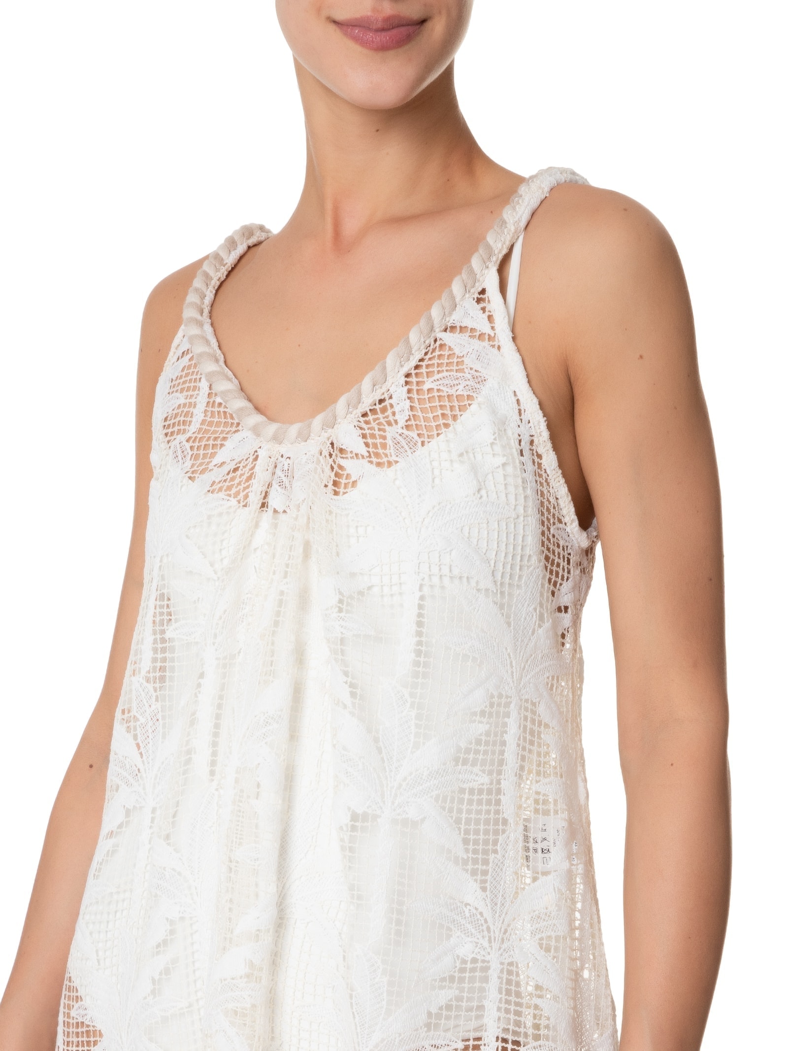 Vestido Tela Artesanal Coqueiro De Flor Off White Farm