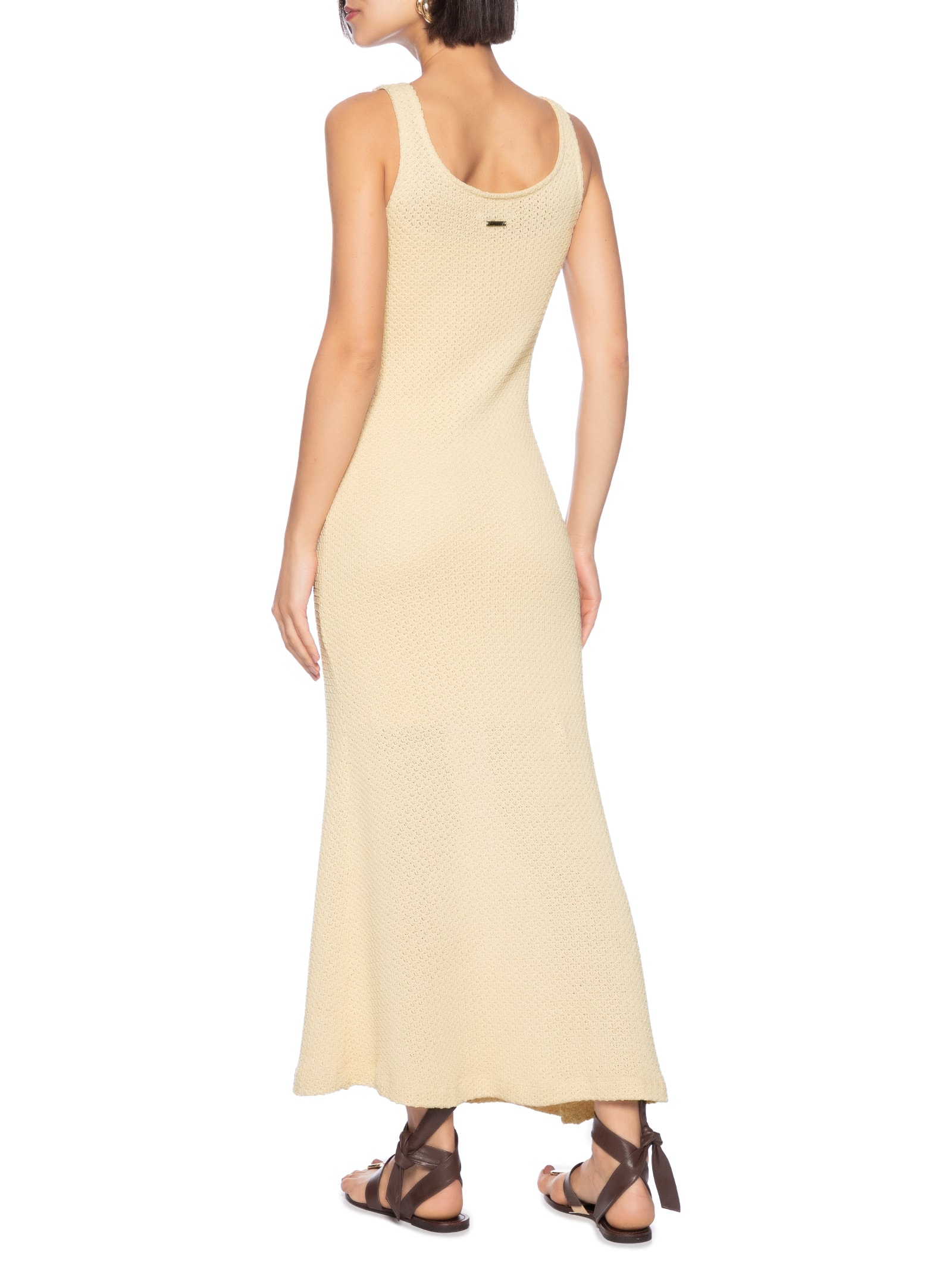 Vestido Texturizado Midi Bege Colcci