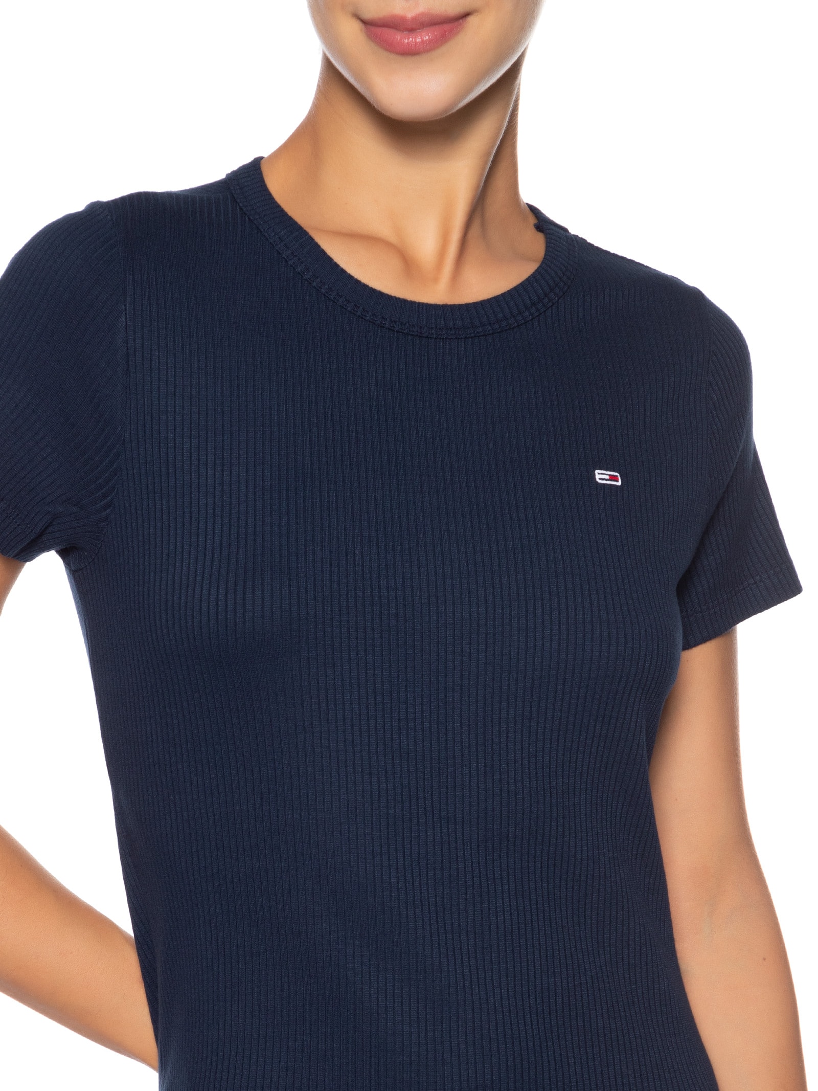 Vestido Tjw Rib Bodycon Midi Azul Tommy Jeans