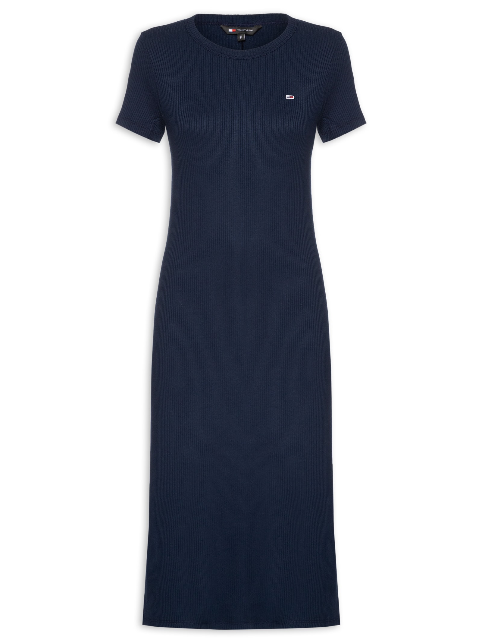 Vestido Tjw Rib Bodycon Midi Azul Tommy Jeans