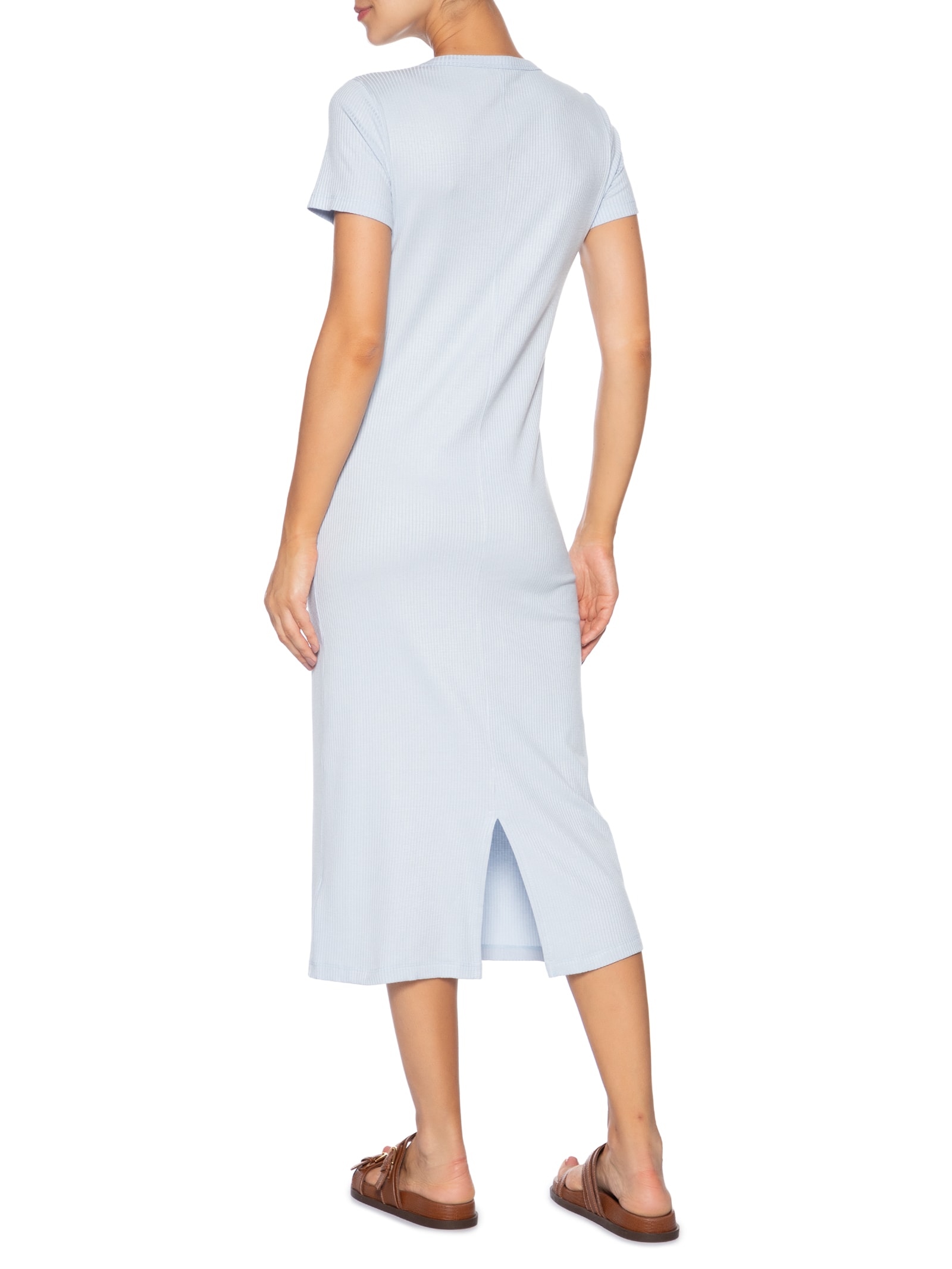 Vestido Tjw Rib Bodycon Midi Azul Tommy Jeans