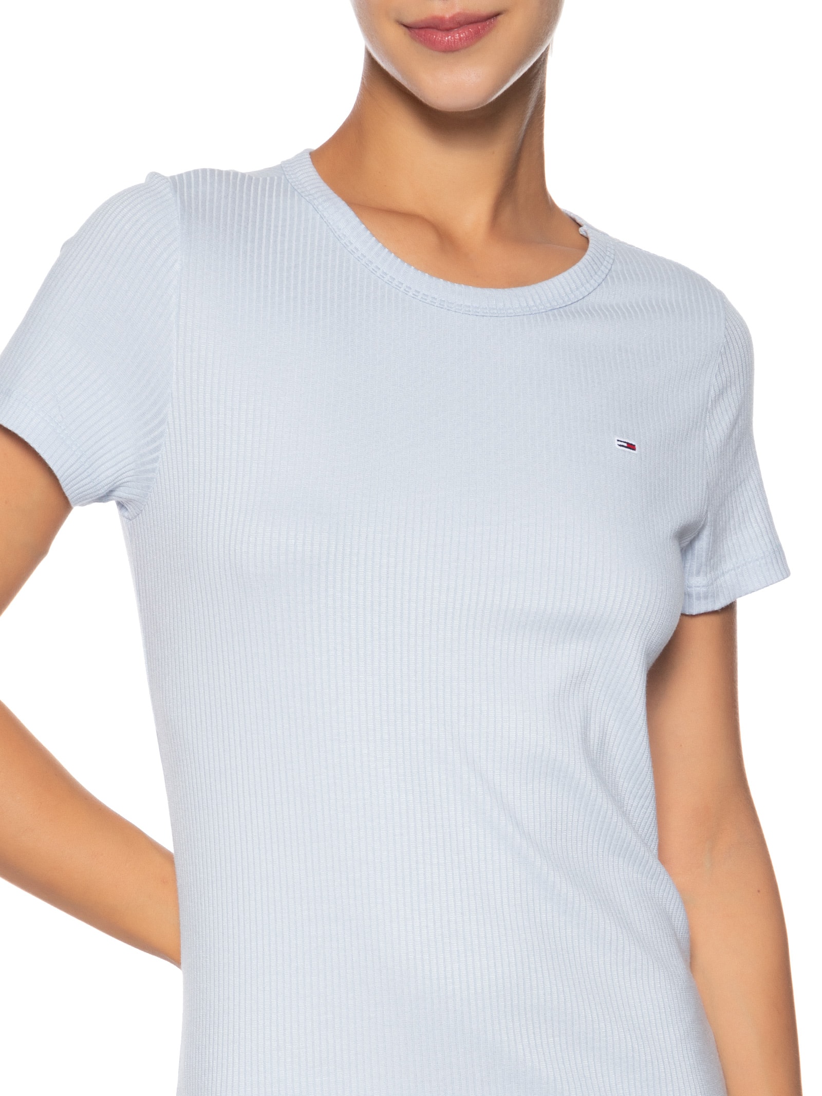 Vestido Tjw Rib Bodycon Midi Azul Tommy Jeans