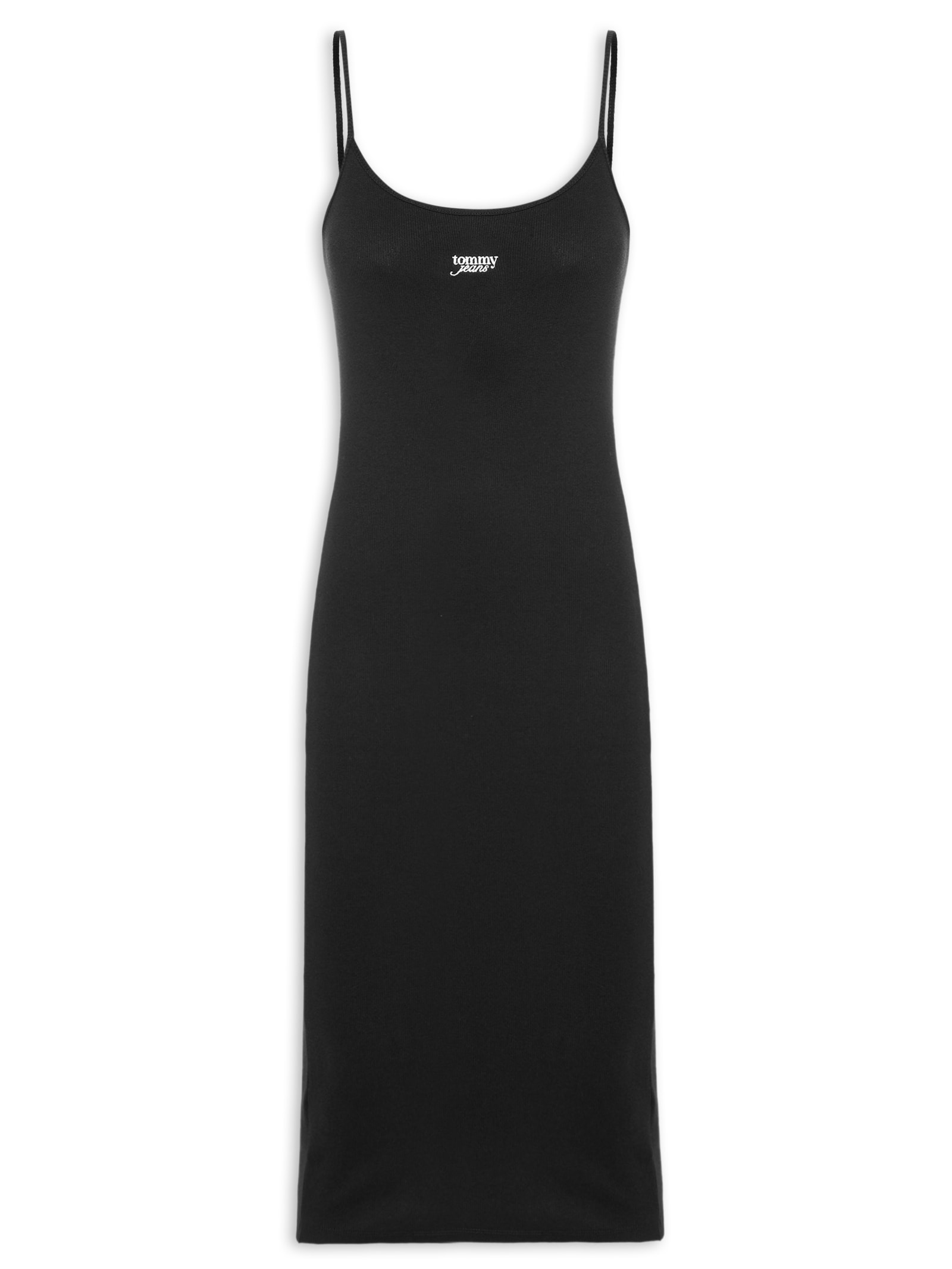 Vestido Tjw Script Strap Midi Dress Ext Preto Tommy Jeans