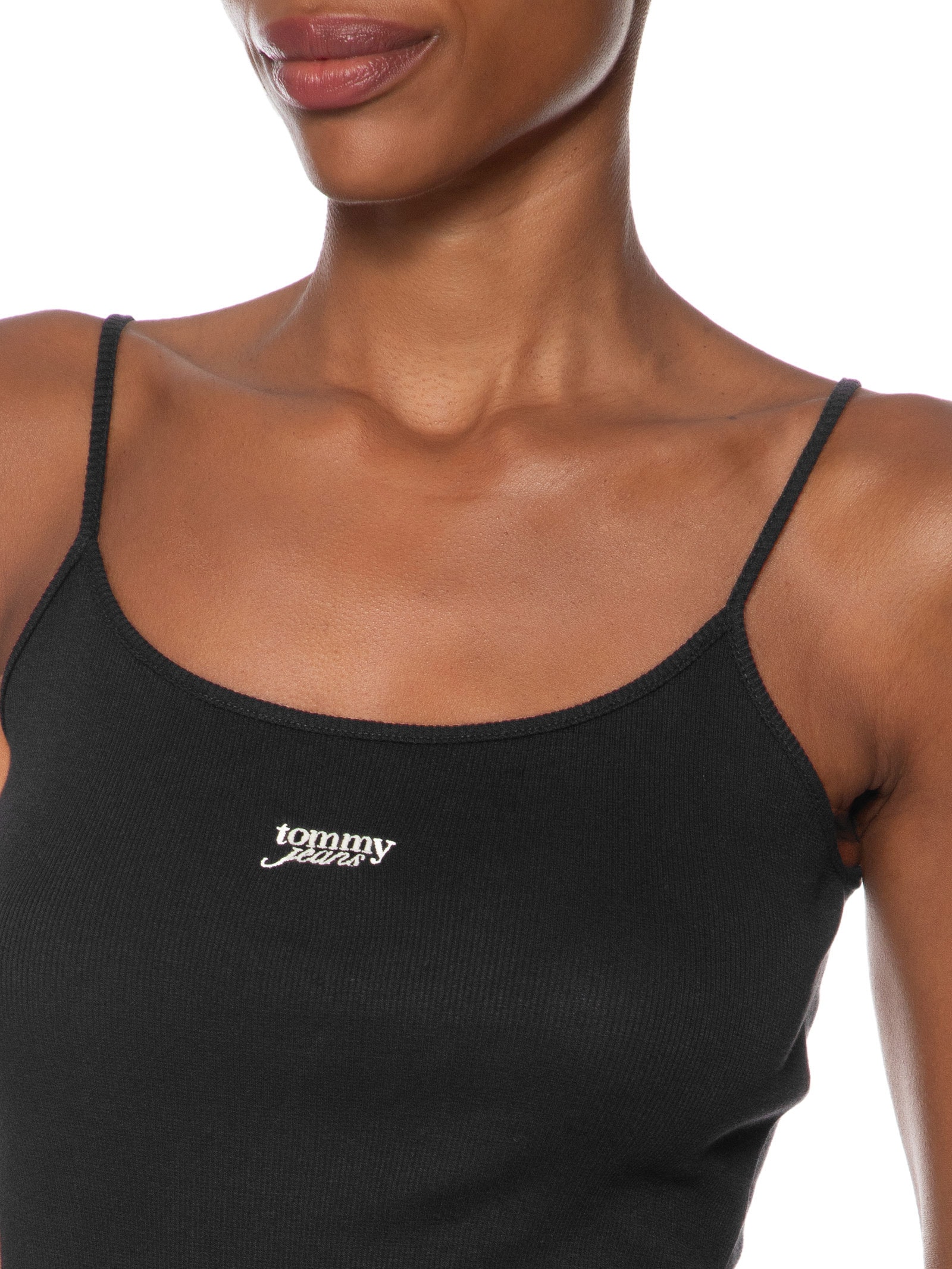 Vestido Tjw Script Strap Midi Dress Ext Preto Tommy Jeans