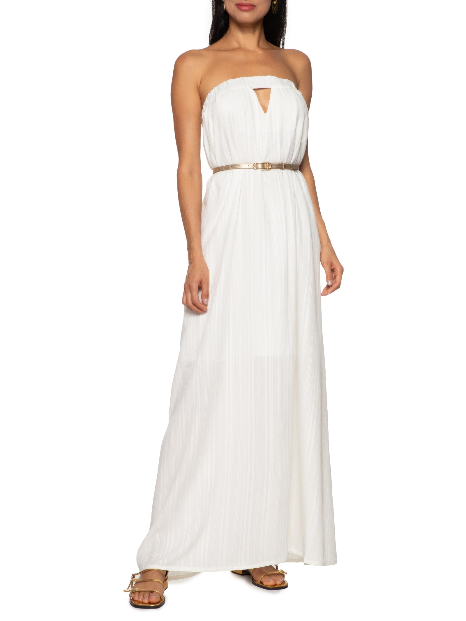 Vestido Toc Pala Elástico Off White Cacay
