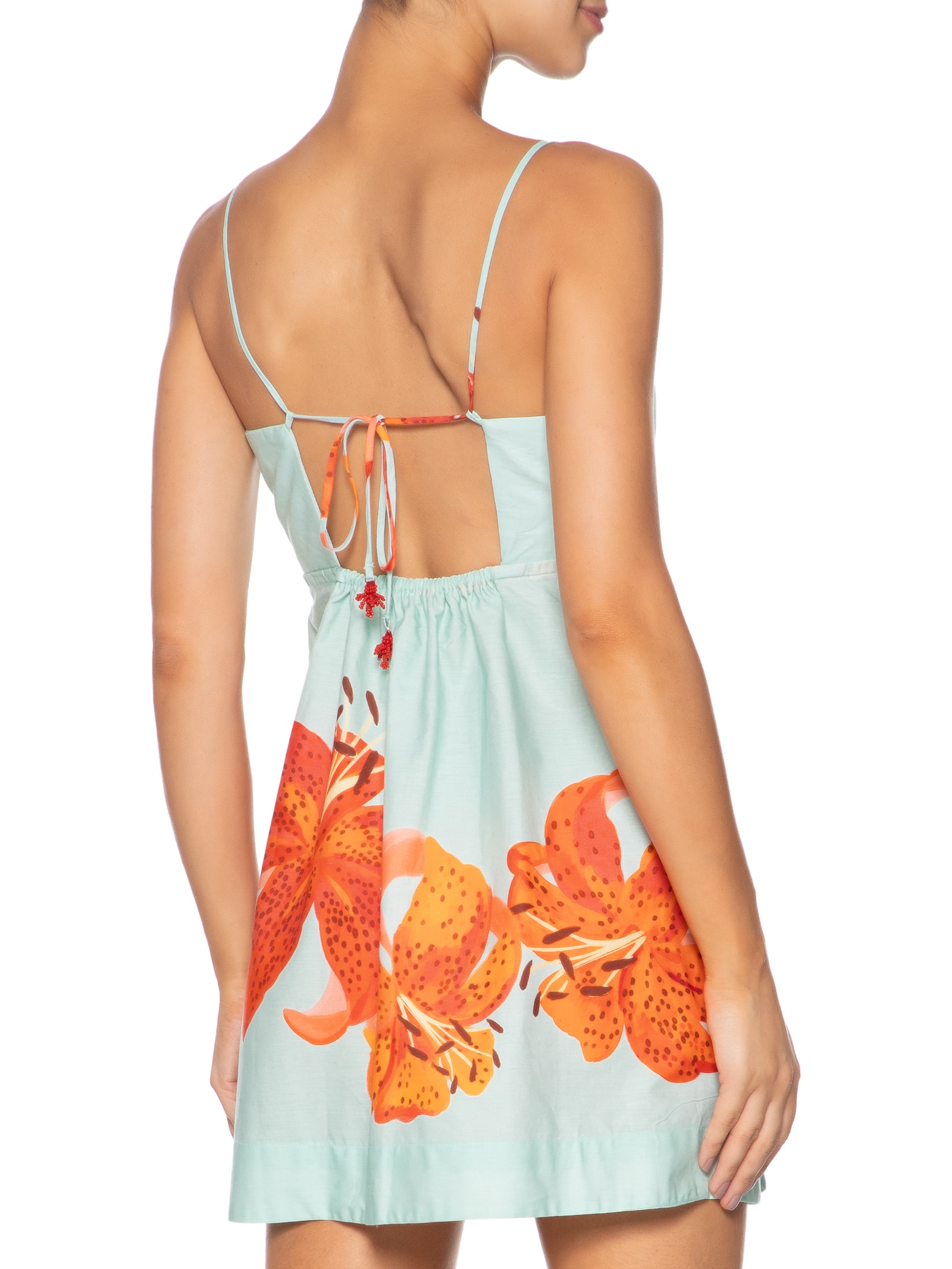 Vestido Tricoline Estampa Lírios Azul Dress To