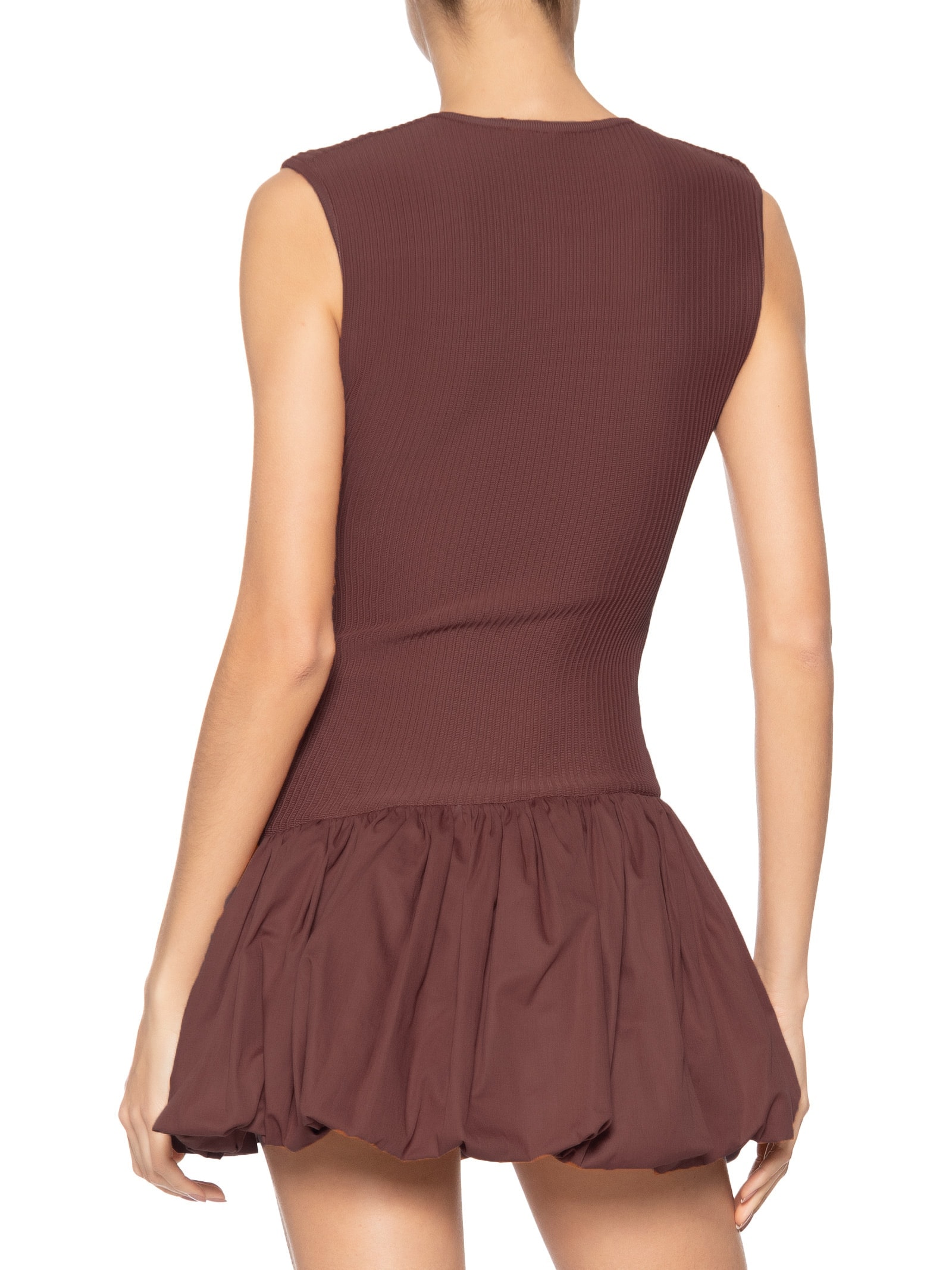 Vestido Tricot Balonê Marrom Farm