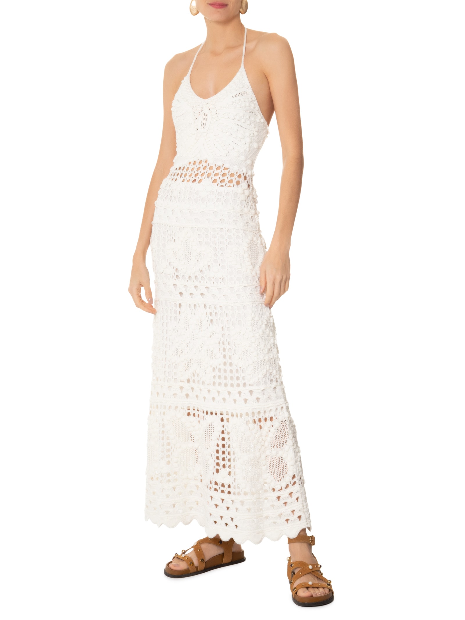 Vestido Tricot Borboleta Branco Farm