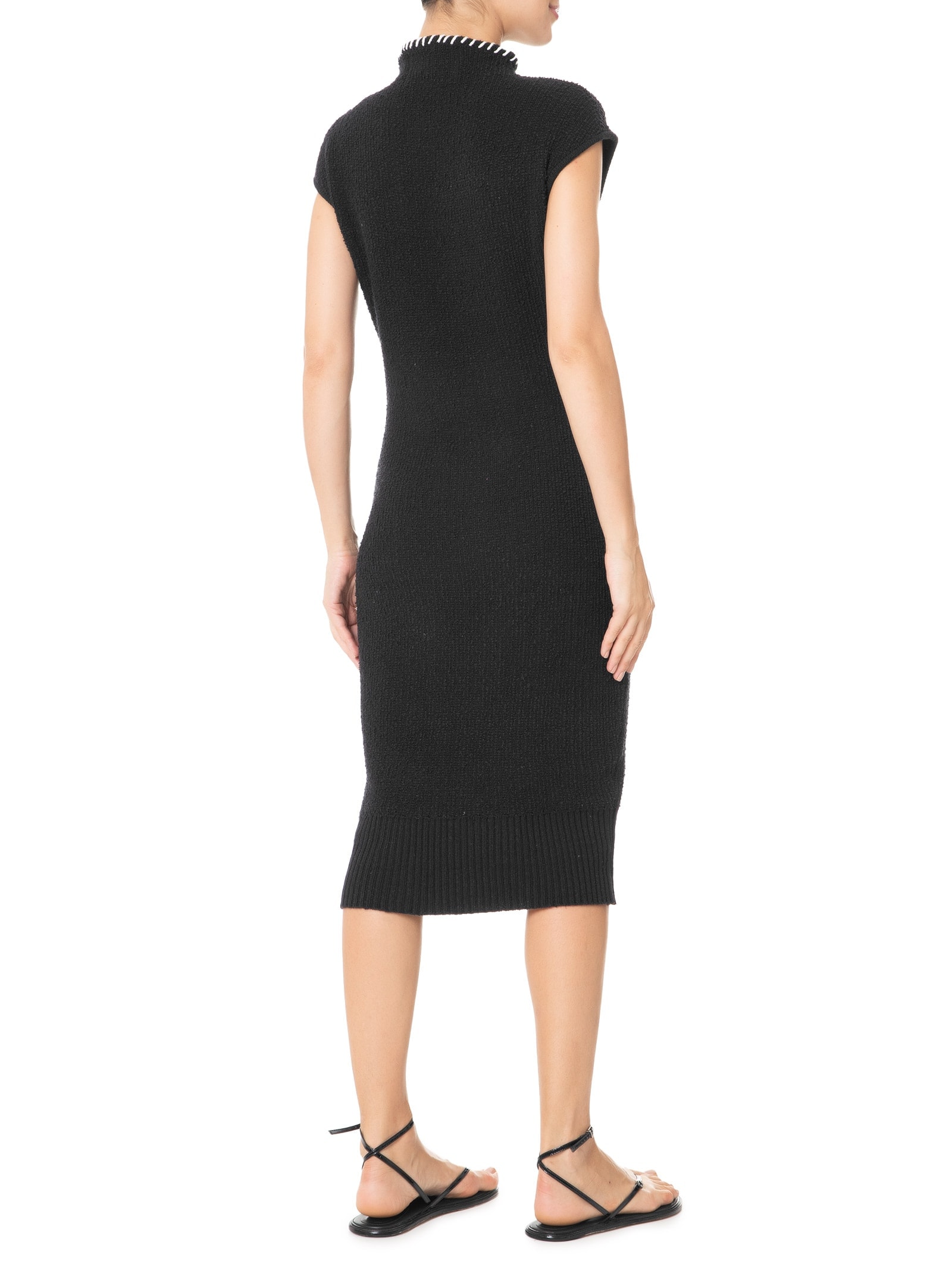 Vestido Tricot Bouclet Pespontos Preto Osklen