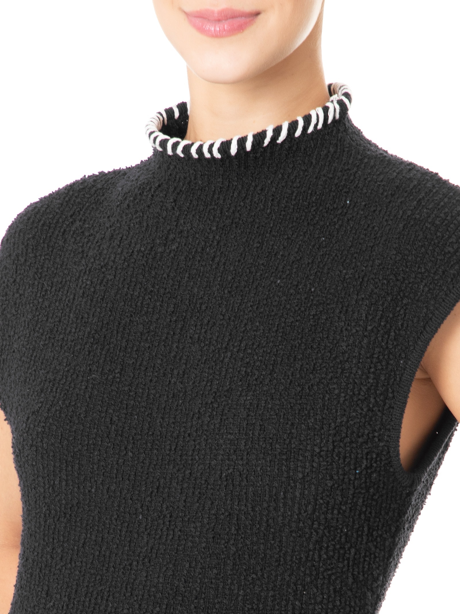 Vestido Tricot Bouclet Pespontos Preto Osklen