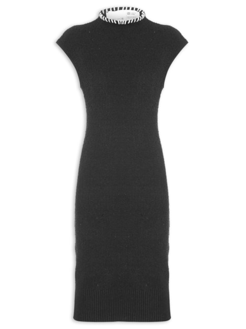 Vestido Tricot Bouclet Pespontos – Preto
