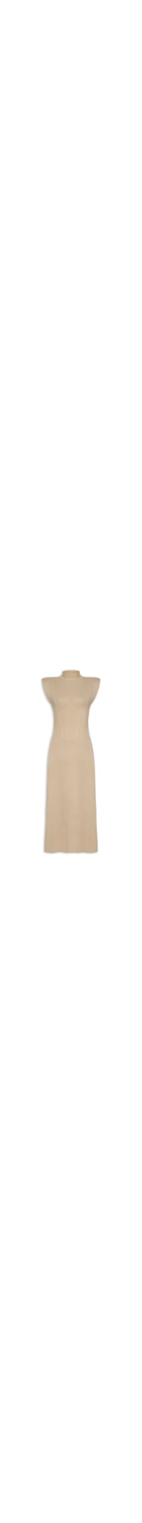 Vestido Tricot Com Ombreiras - Bege