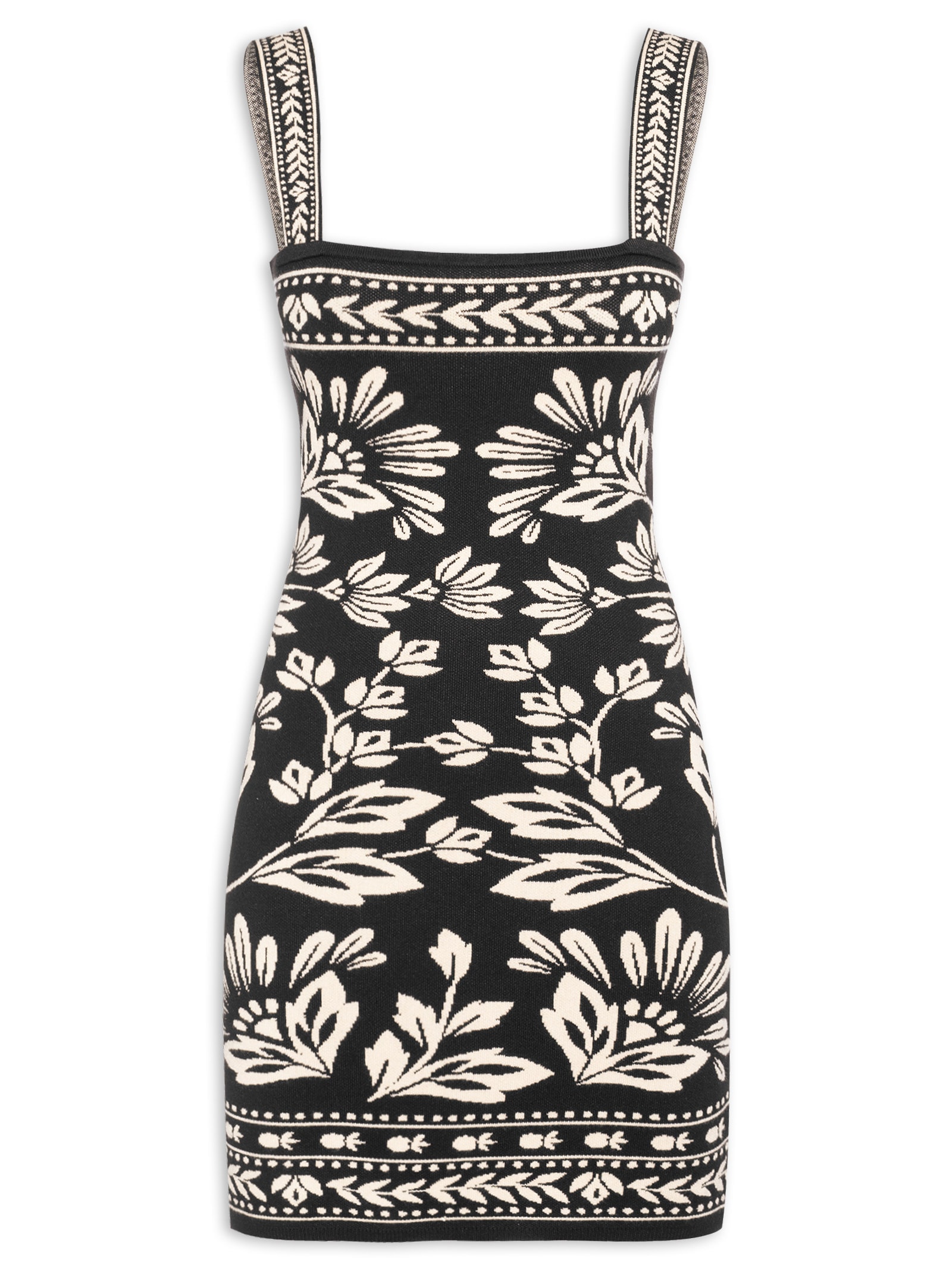 Vestido Tricot Curto Daniela Preto Farm