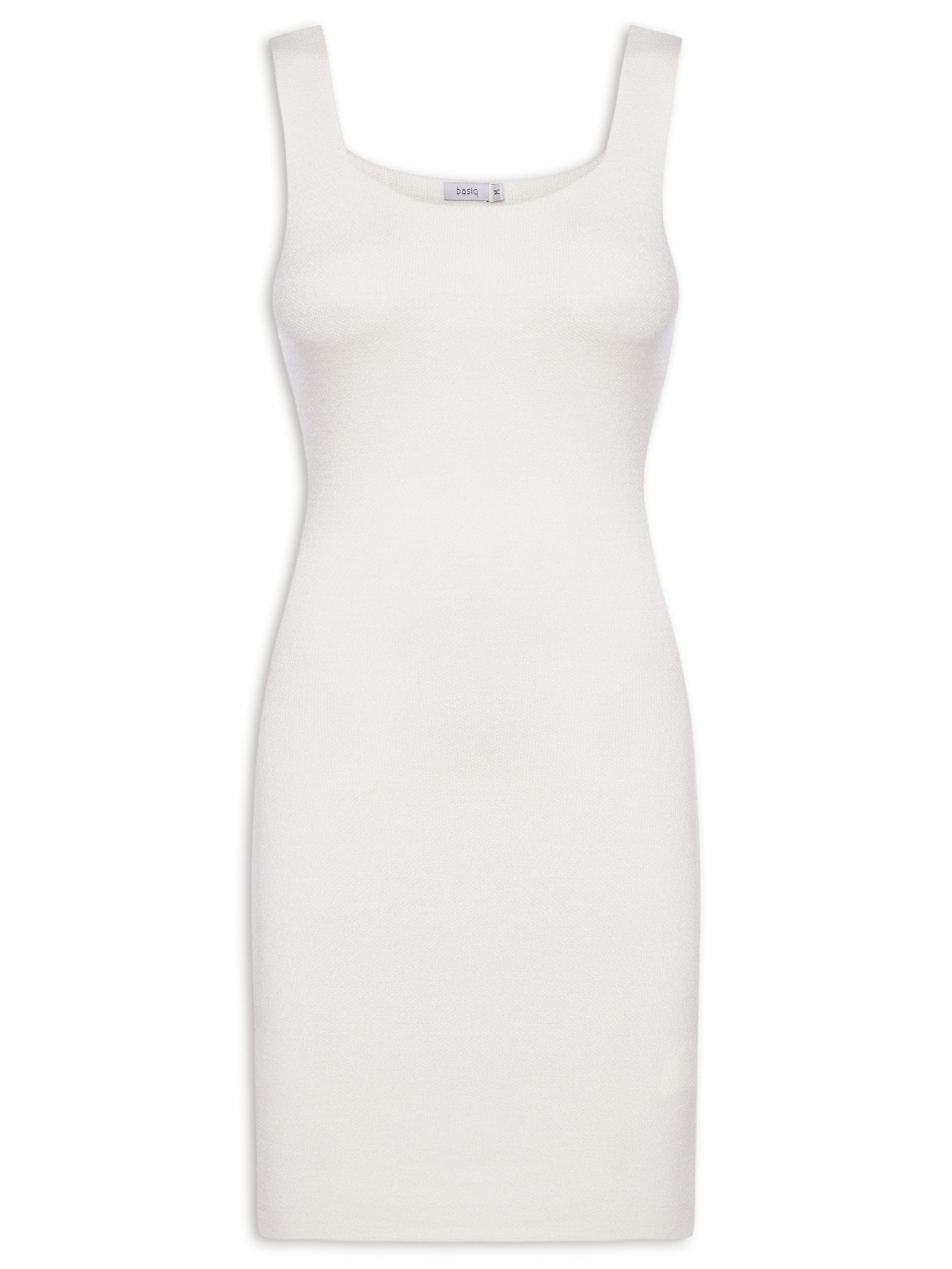 Vestido Tricot Decote Quadrado Off White  Basiq